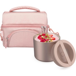 Bentgo Stainless Steel Food Canister (Rose Gold) and Deluxe Lunch Bag Set (Blush)