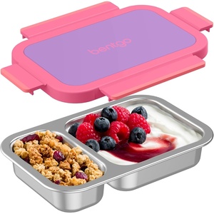 Bentgo Stainless Steel Snack Box – Leak-Proof, 2 Compartments, 2-Cup Capacity, Ideal for Kids 3+, Teens & Adults, Durable, Reusable (Lilac)(Lilac)