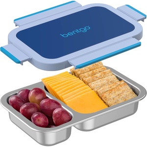 Bentgo Stainless Steel Snack Box – Leak-Proof, 2 Compartments, 2-Cup Capacity, Ideal for Kids 3+, Teens & Adults, Durable, Reusable (Lilac)(Navy)