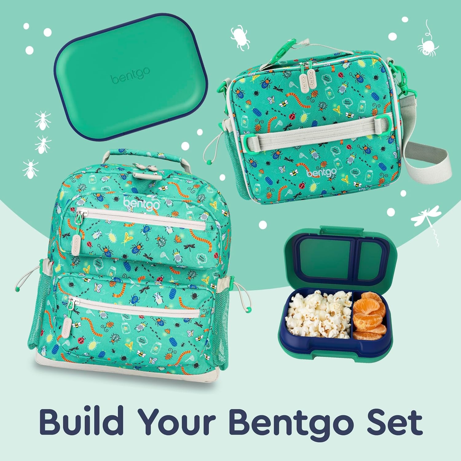 image:imageBentgo Chill Kids GreenNavy and Chill Mini Crisp Grays Lunch Box Set