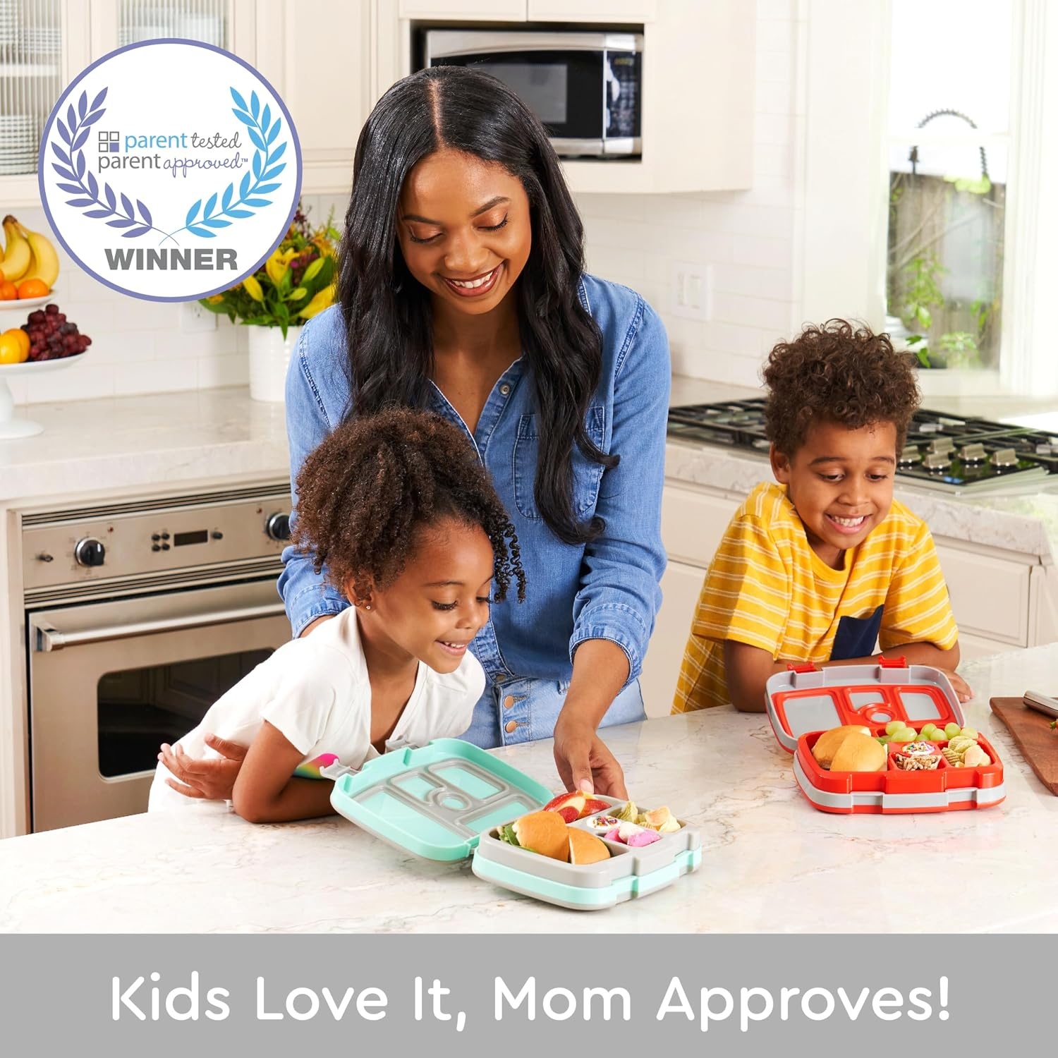image:imageBentgo Kids Prints LeakProof 5Compartment BentoStyle Kids Lunch Box Ideal Portion Sizes for Ages 37 Durable DropProof Dishwasher Safe PFAS amp BPAFree Materials NEW Blooming FloralPuppy Love