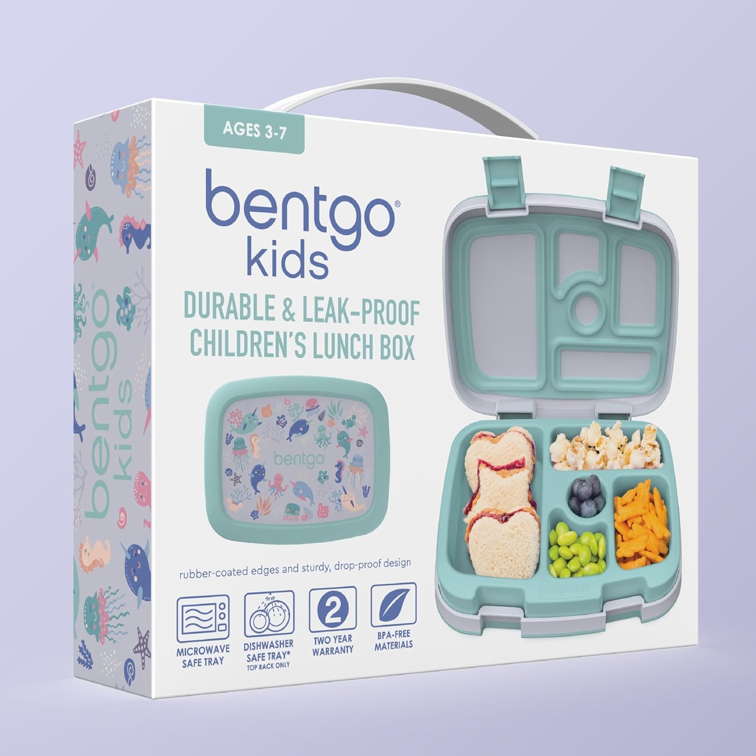image:imageBentgo Kids Prints LeakProof 5Compartment BentoStyle Kids Lunch Box Ideal Portion Sizes for Ages 37 Durable DropProof Dishwasher Safe PFAS amp BPAFree Materials NEW Blooming FloralSea Life