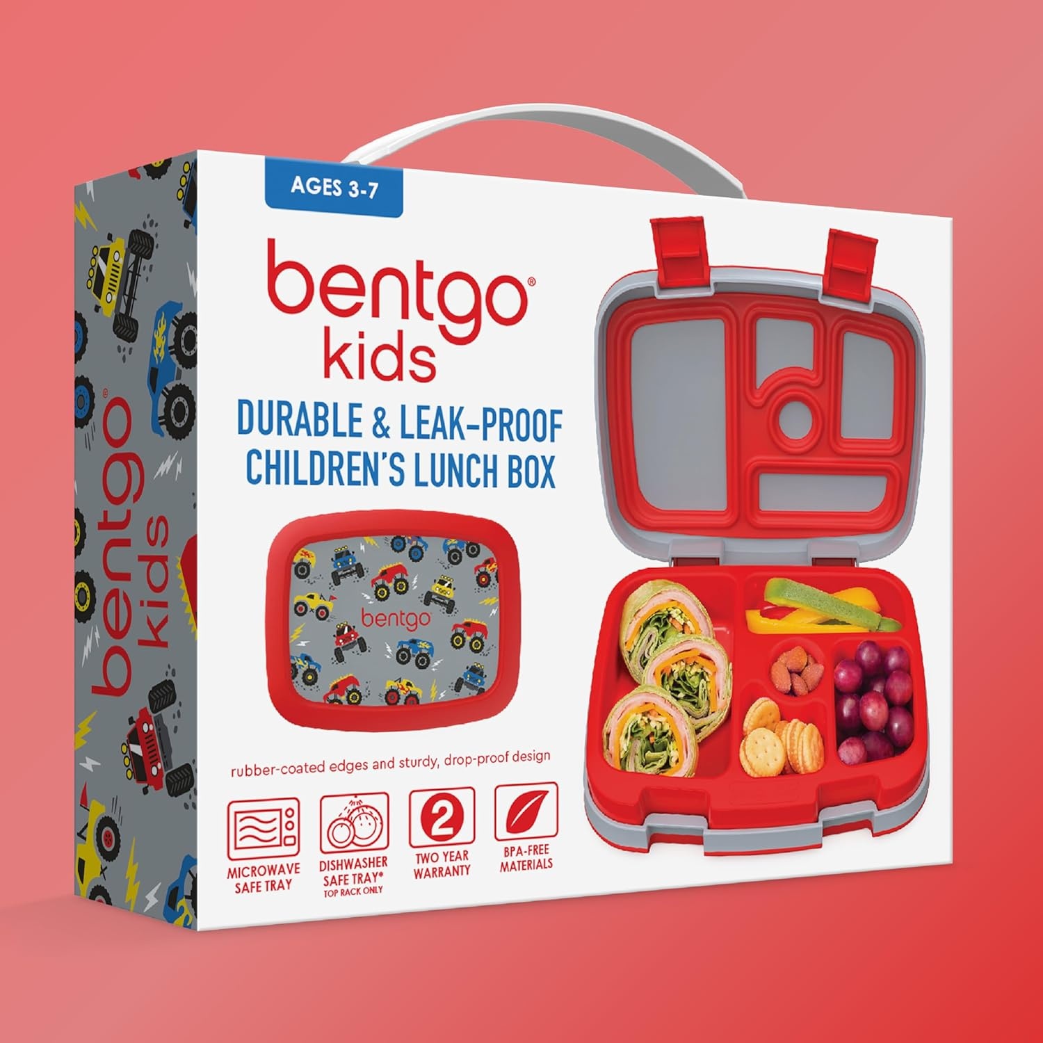 image:imageBentgo Kids Prints LeakProof 5Compartment BentoStyle Kids Lunch Box Ideal Portion Sizes for Ages 37 Durable DropProof Dishwasher Safe PFAS amp BPAFree Materials NEW Blooming FloralTrucks