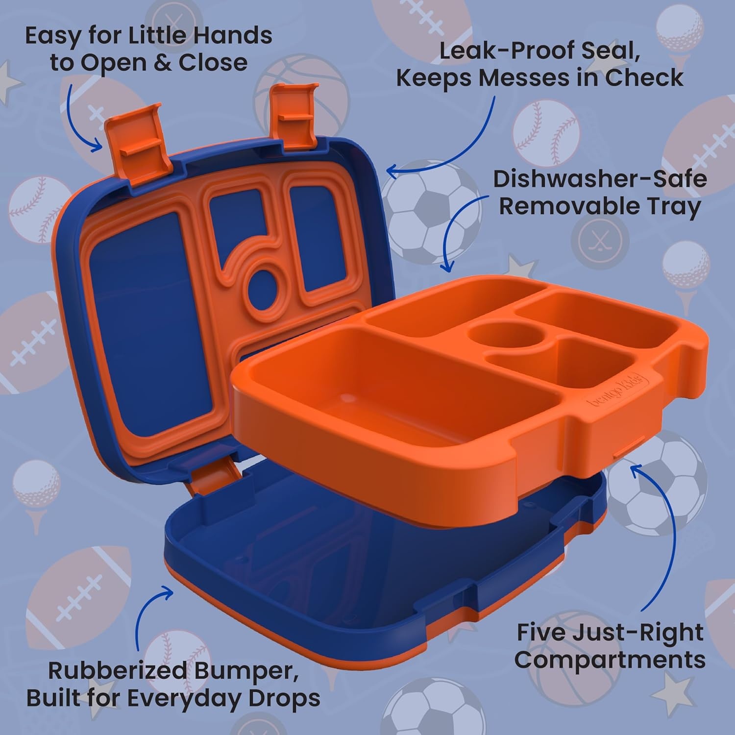 image:imageBentgo Kids Prints LeakProof 5Compartment BentoStyle Kids Lunch Box Ideal Portion Sizes for Ages 37 Durable DropProof Dishwasher Safe PFAS amp BPAFree Materials NEW Blooming FloralSports