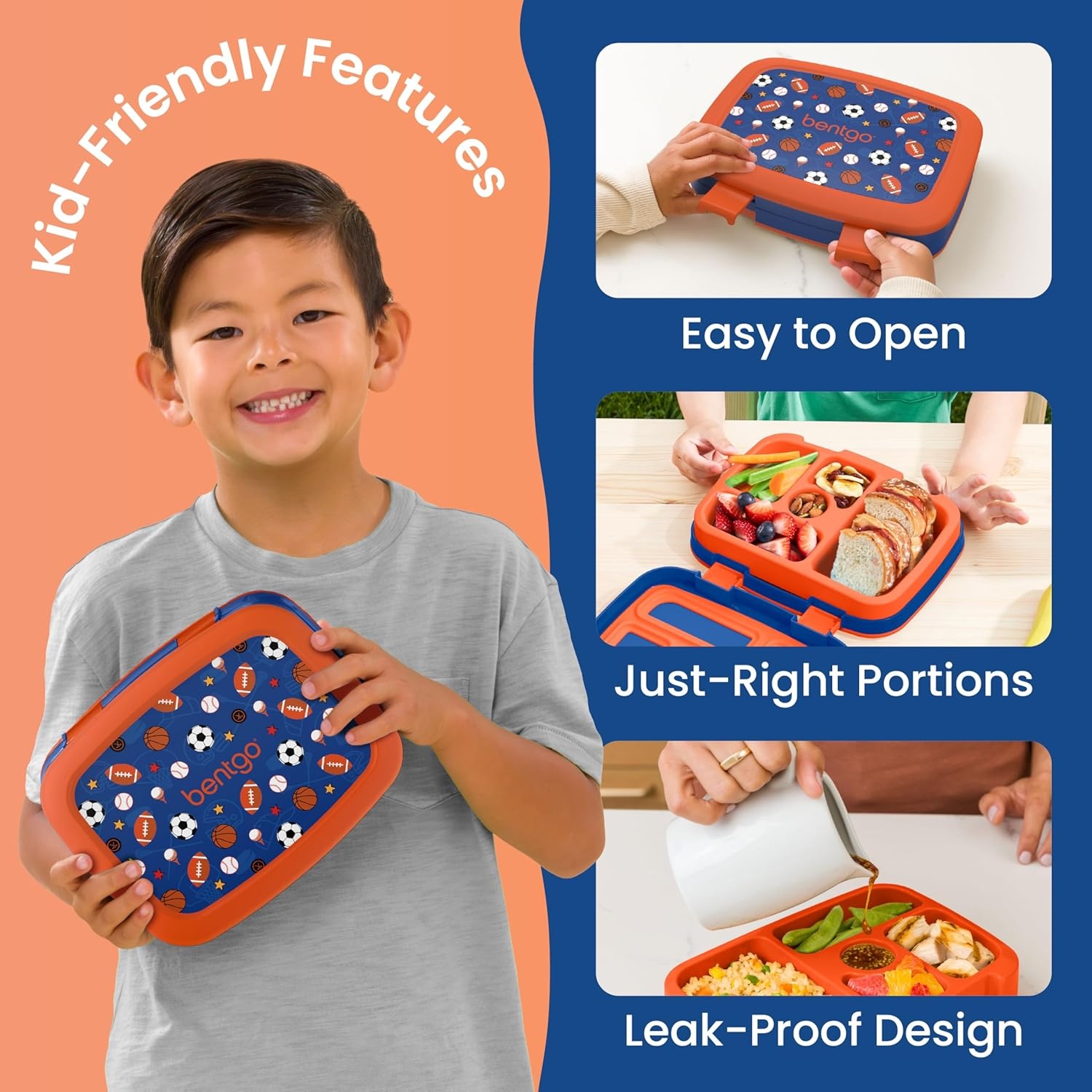 image:imageBentgo Kids Prints LeakProof 5Compartment BentoStyle Kids Lunch Box Ideal Portion Sizes for Ages 37 Durable DropProof Dishwasher Safe PFAS amp BPAFree Materials NEW Blooming FloralSports