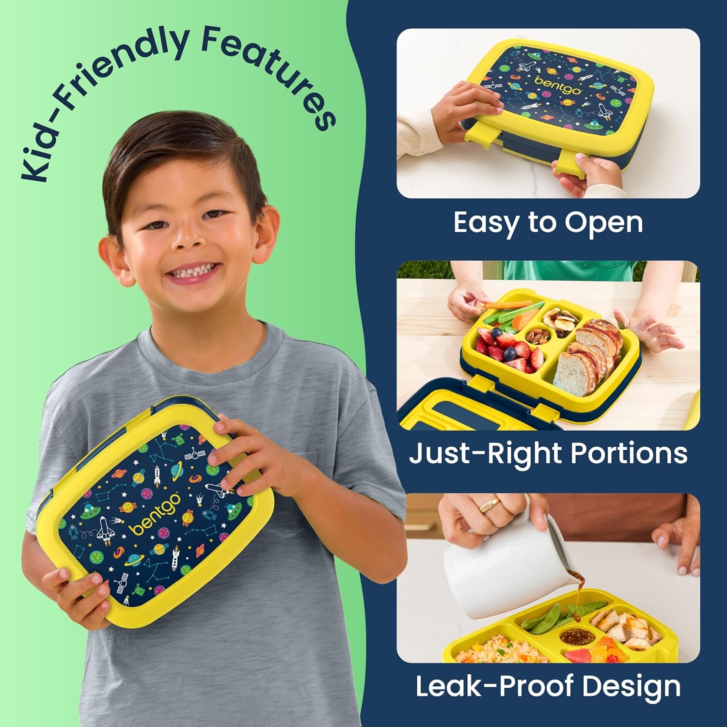 image:imageBentgo Kids Prints LeakProof 5Compartment BentoStyle Kids Lunch Box Ideal Portion Sizes for Ages 37 Durable DropProof Dishwasher Safe PFAS amp BPAFree Materials NEW Blooming FloralSpace