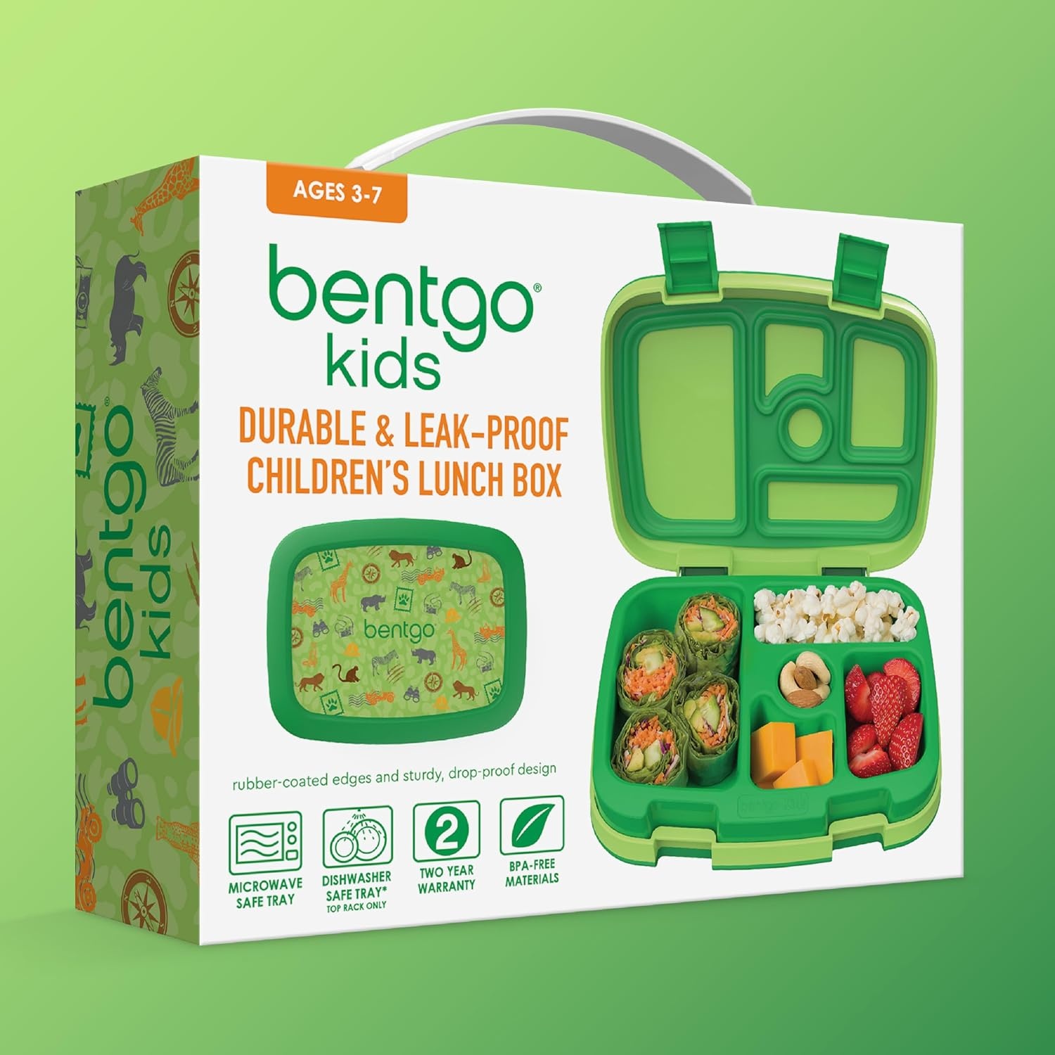 image:imageBentgo Kids Prints LeakProof 5Compartment BentoStyle Kids Lunch Box Ideal Portion Sizes for Ages 37 Durable DropProof Dishwasher Safe PFAS amp BPAFree Materials NEW Blooming FloralSafari