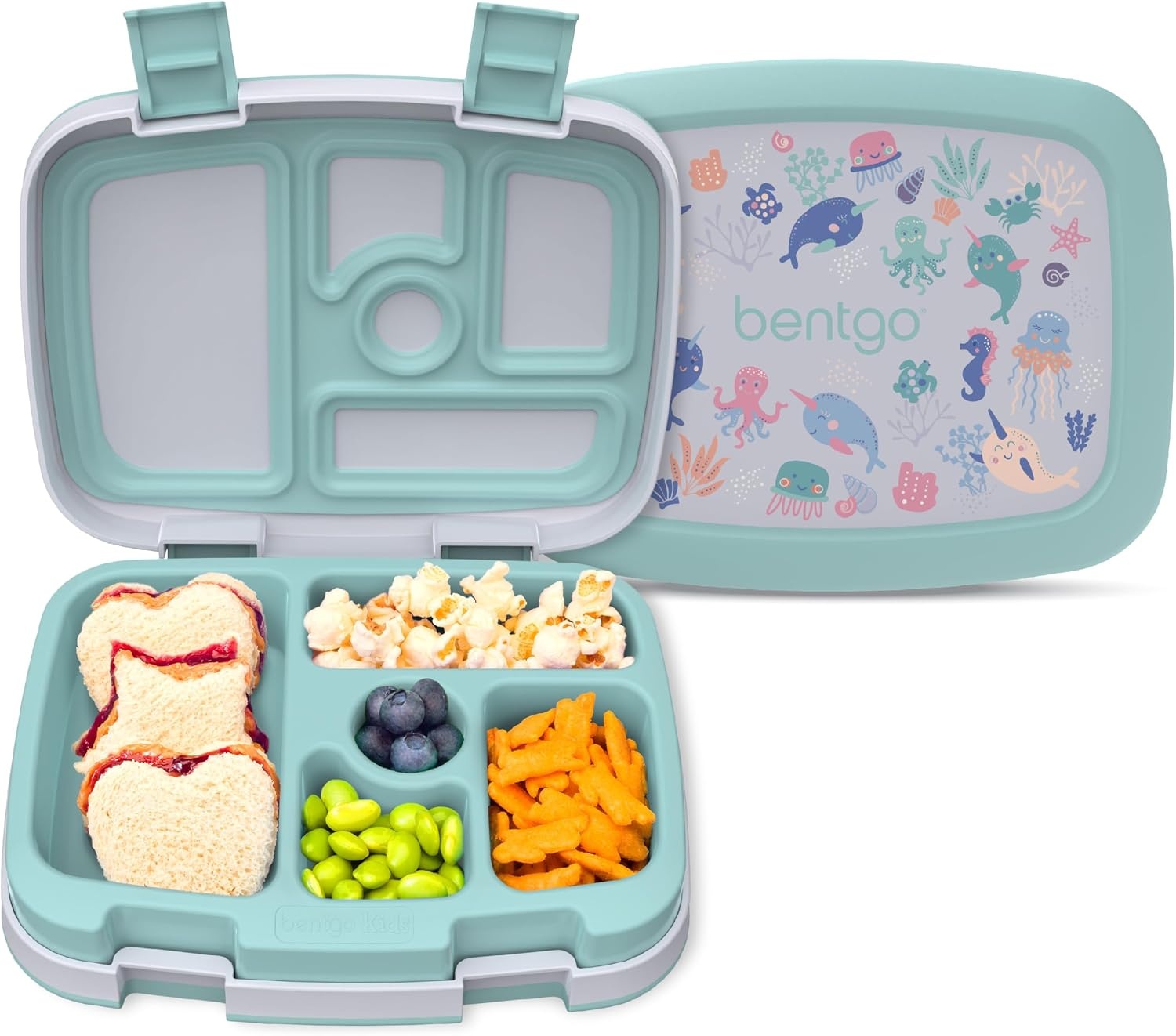 image:imageBentgo Kids Prints LeakProof 5Compartment BentoStyle Kids Lunch Box Ideal Portion Sizes for Ages 37 Durable DropProof Dishwasher Safe PFAS amp BPAFree Materials NEW Blooming FloralSea Life