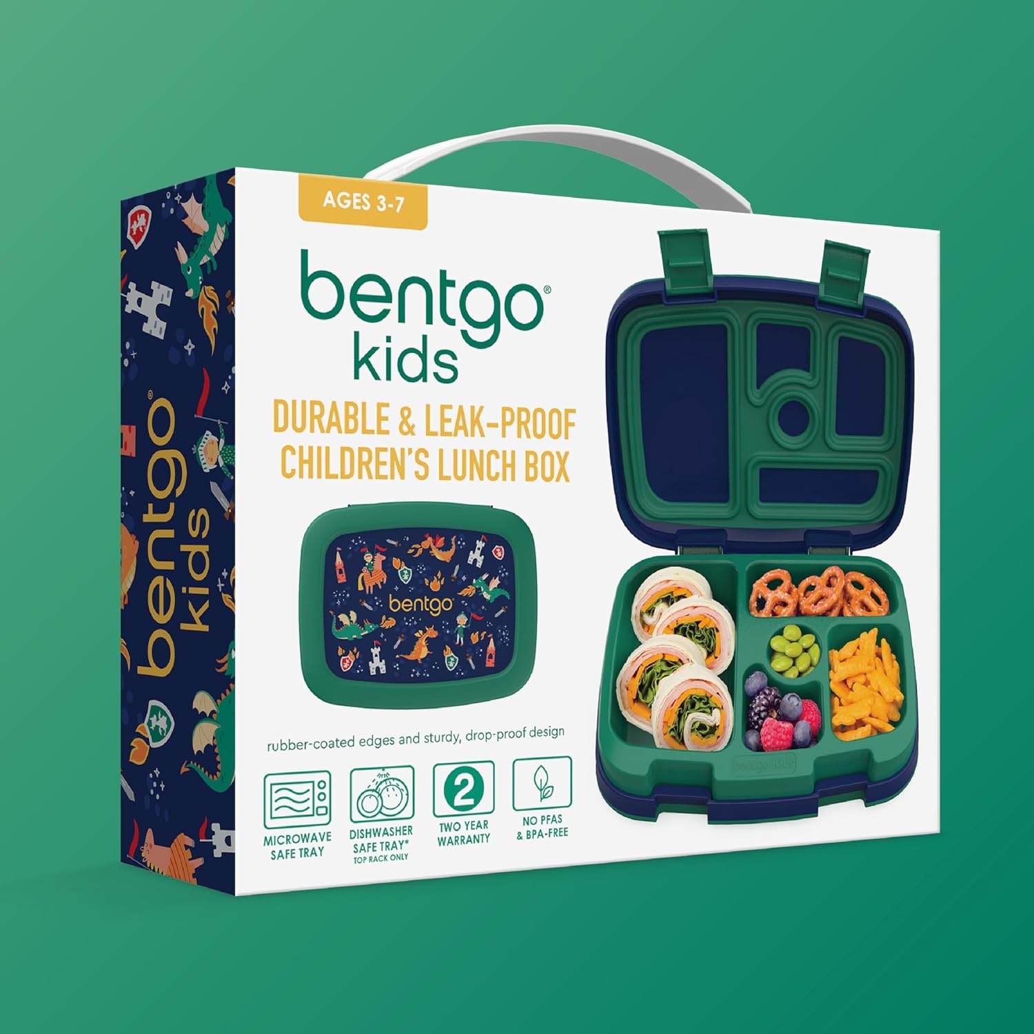 image:imageBentgo Kids Prints LeakProof 5Compartment BentoStyle Kids Lunch Box Ideal Portion Sizes for Ages 37 Durable DropProof Dishwasher Safe PFAS amp BPAFree Materials NEW Blooming FloralDragons Knights