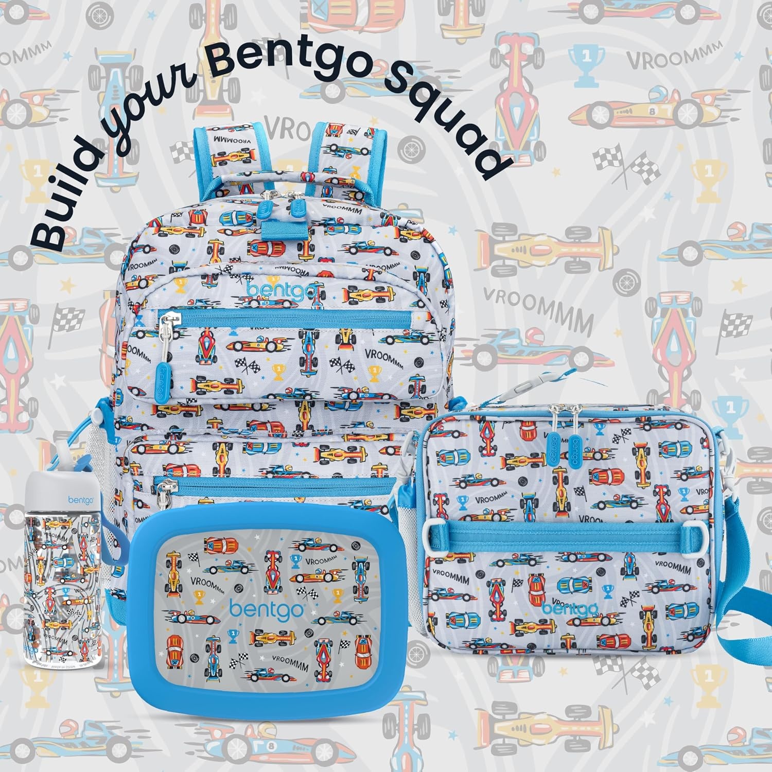 image:imageBentgo Kids Prints LeakProof 5Compartment BentoStyle Kids Lunch Box Ideal Portion Sizes for Ages 37 Durable DropProof Dishwasher Safe PFAS amp BPAFree Materials NEW Blooming FloralRace Cars