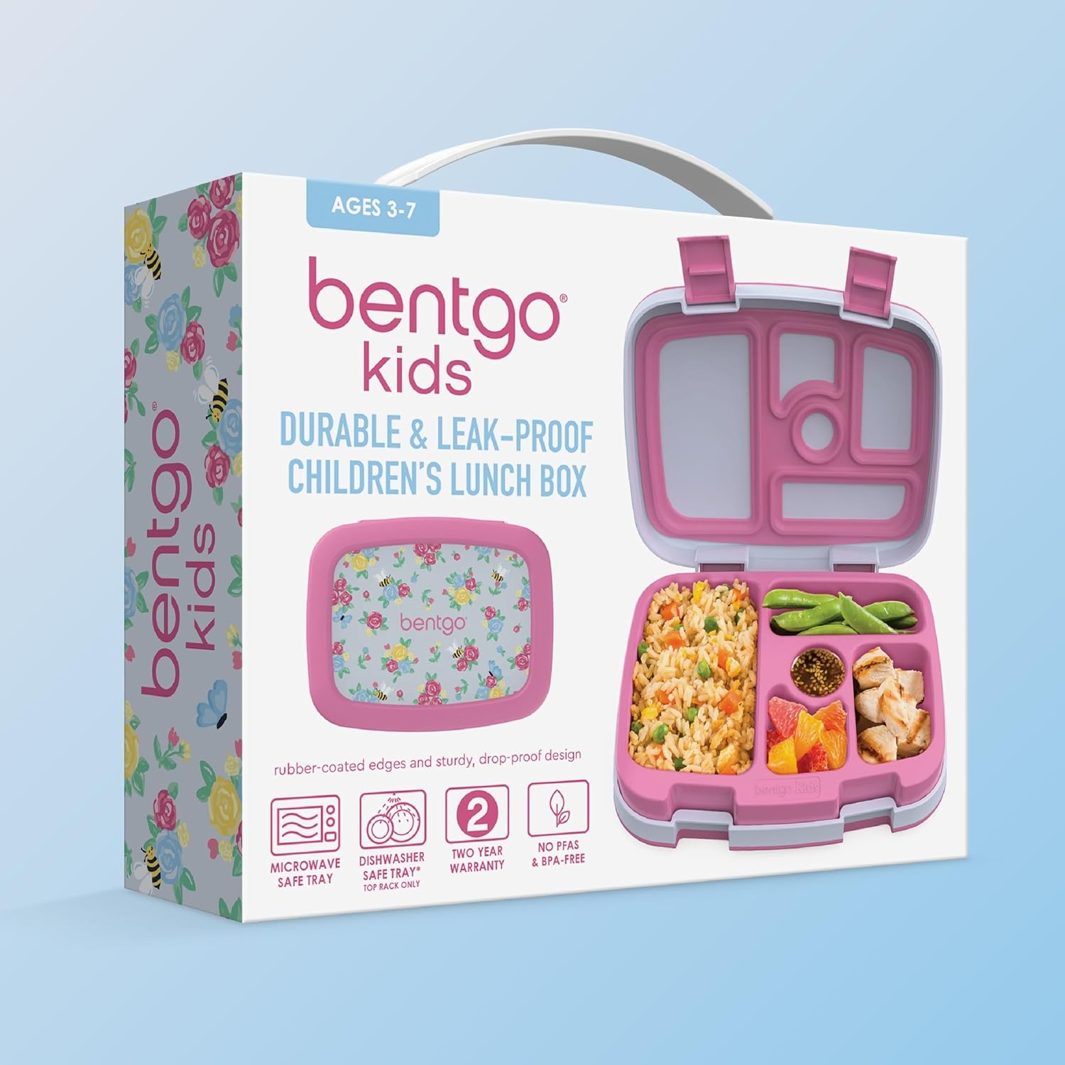 image:imageBentgo Kids Prints LeakProof 5Compartment BentoStyle Kids Lunch Box Ideal Portion Sizes for Ages 37 Durable DropProof Dishwasher Safe PFAS amp BPAFree Materials NEW Blooming FloralBlooming Floral