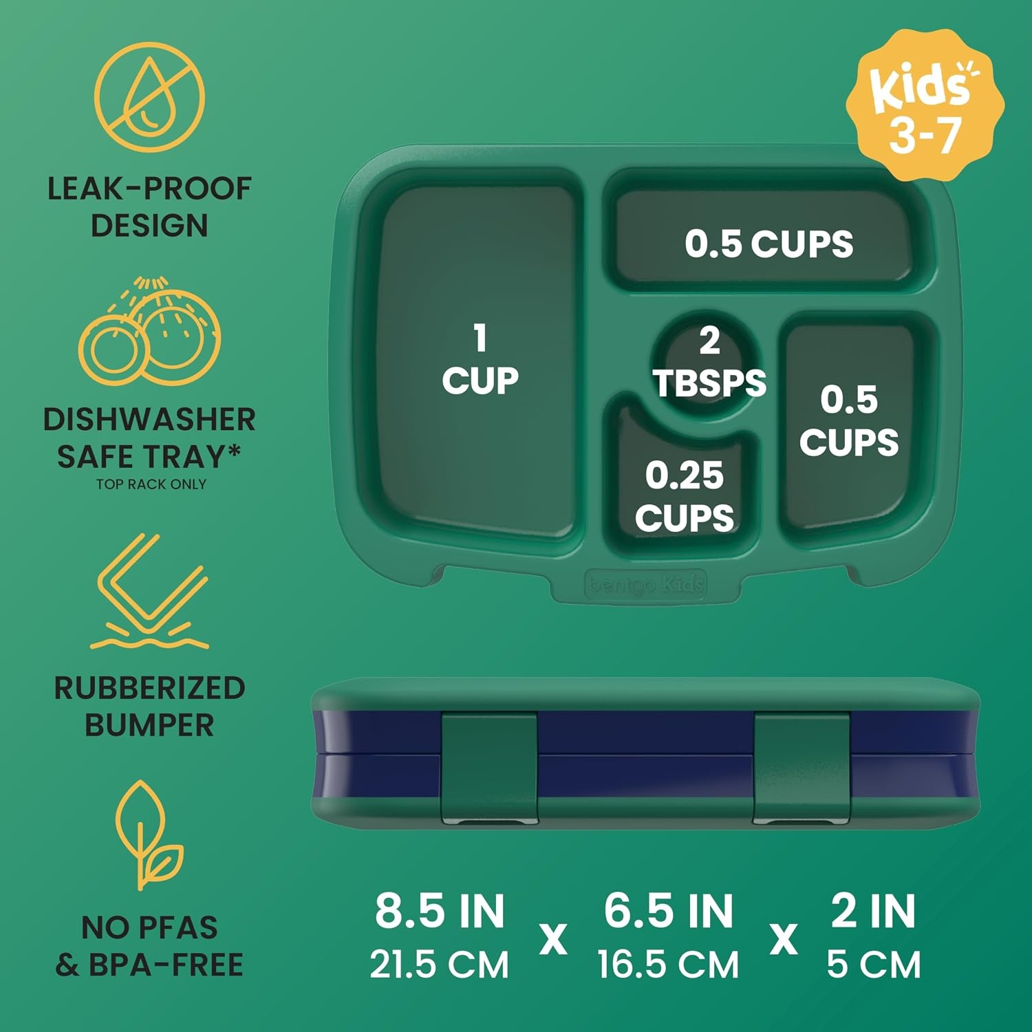 image:imageBentgo Kids Prints LeakProof 5Compartment BentoStyle Kids Lunch Box Ideal Portion Sizes for Ages 37 Durable DropProof Dishwasher Safe PFAS amp BPAFree Materials NEW Blooming FloralDragons Knights