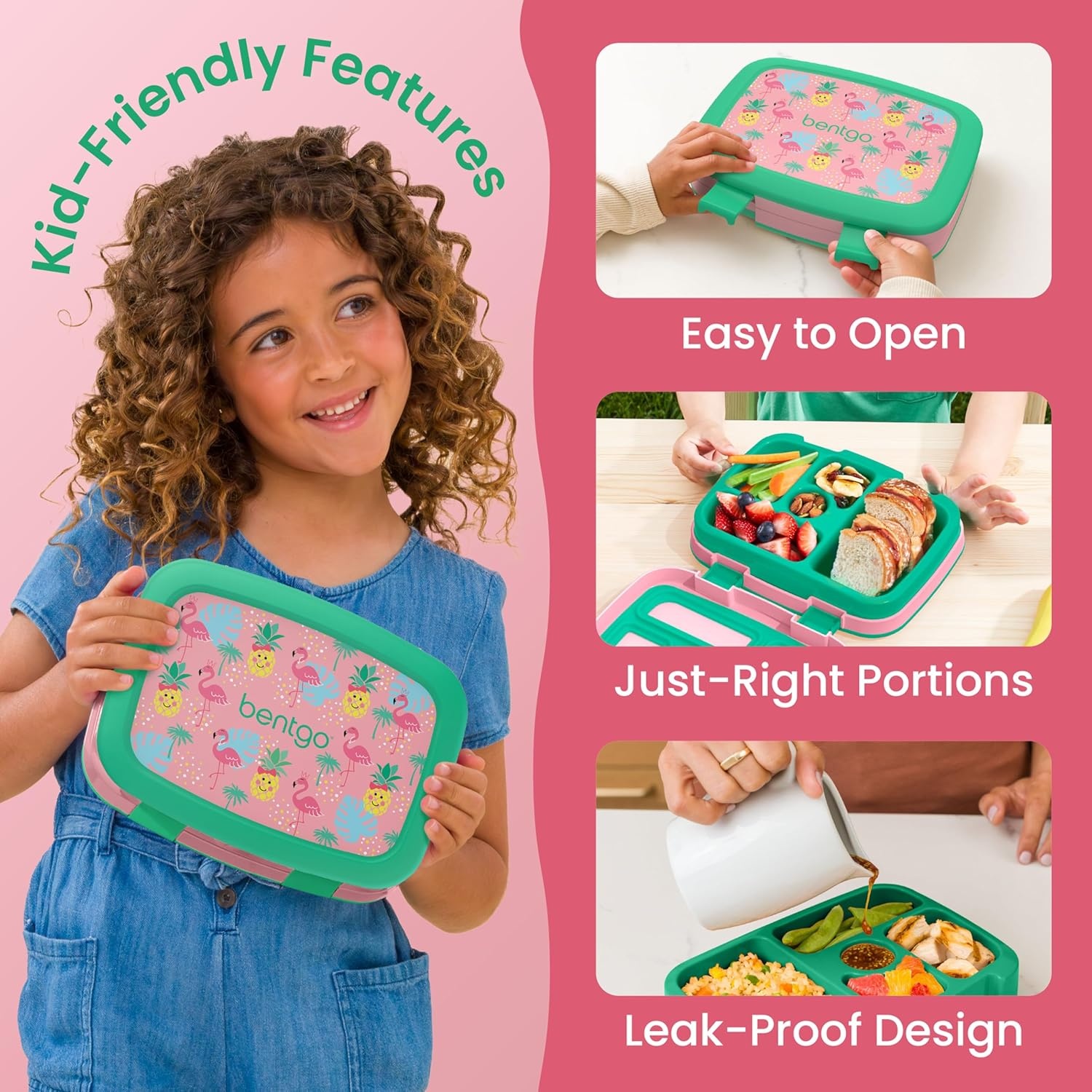 image:imageBentgo Kids Prints LeakProof 5Compartment BentoStyle Kids Lunch Box Ideal Portion Sizes for Ages 37 Durable DropProof Dishwasher Safe PFAS amp BPAFree Materials NEW Blooming FloralTropical