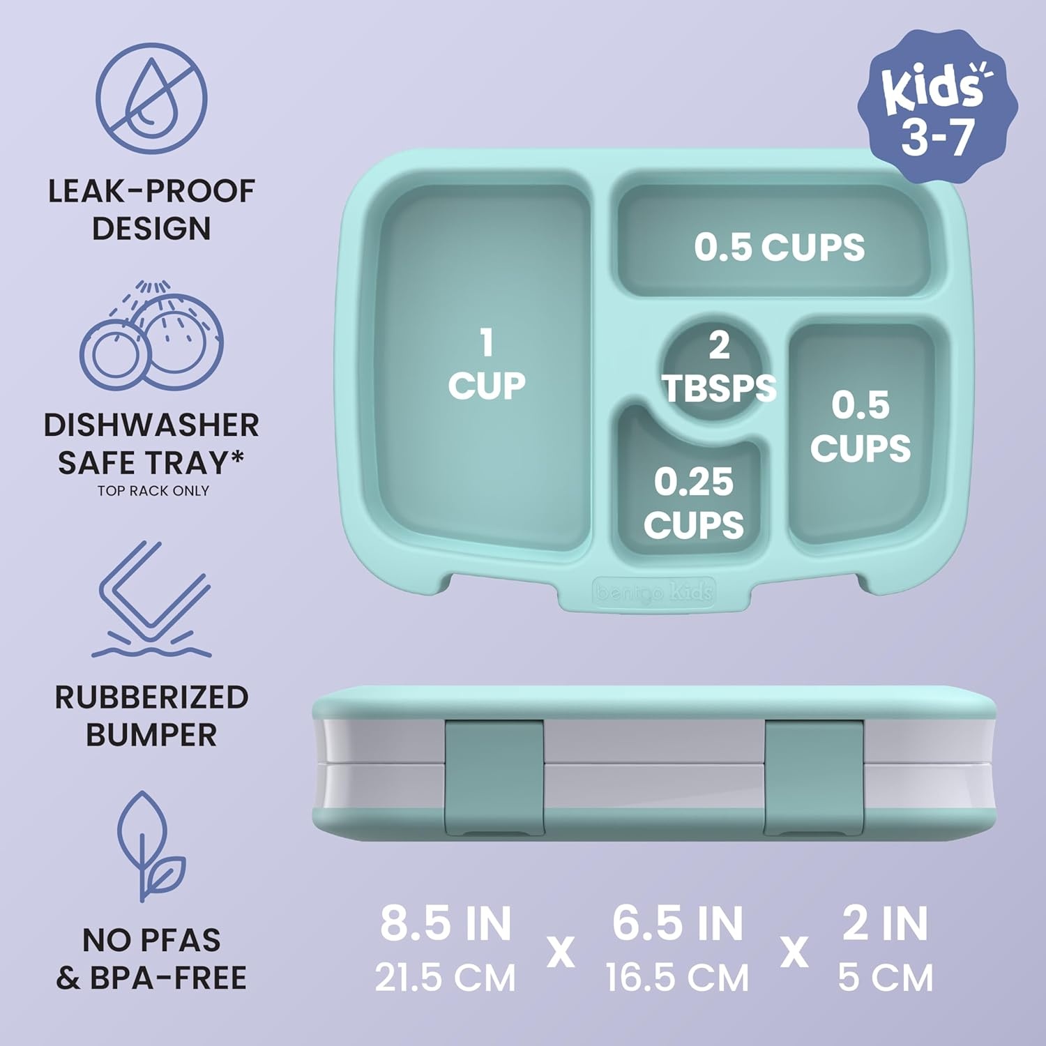 image:imageBentgo Kids Prints LeakProof 5Compartment BentoStyle Kids Lunch Box Ideal Portion Sizes for Ages 37 Durable DropProof Dishwasher Safe PFAS amp BPAFree Materials NEW Blooming FloralSea Life