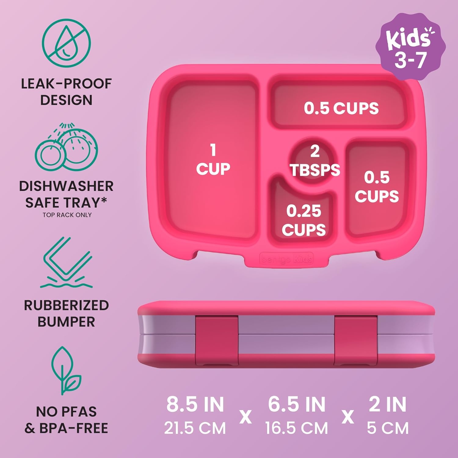 image:imageBentgo Kids Prints LeakProof 5Compartment BentoStyle Kids Lunch Box Ideal Portion Sizes for Ages 37 Durable DropProof Dishwasher Safe PFAS amp BPAFree Materials NEW Blooming FloralFairies
