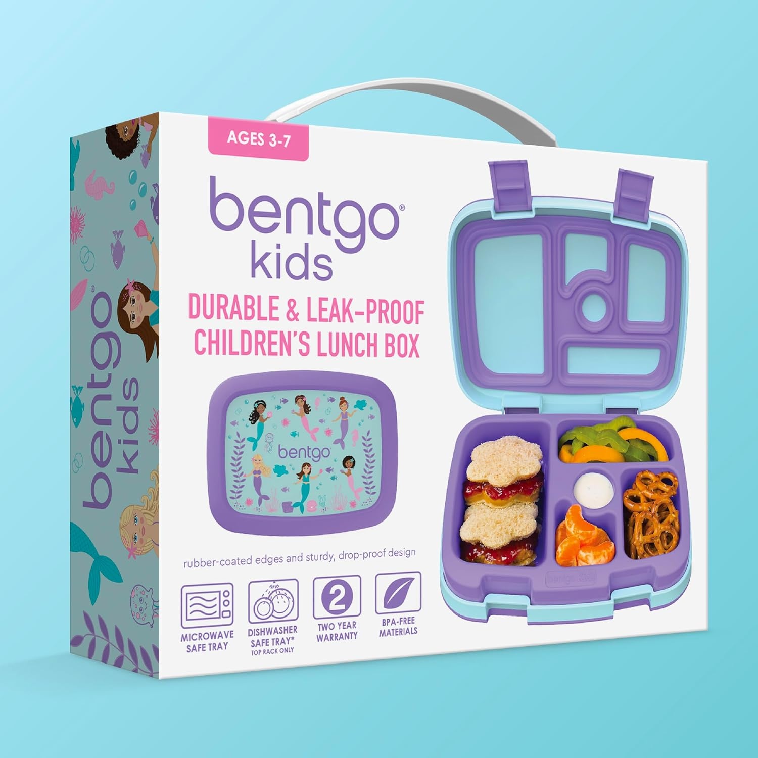 image:imageBentgo Kids Prints LeakProof 5Compartment BentoStyle Kids Lunch Box Ideal Portion Sizes for Ages 37 Durable DropProof Dishwasher Safe PFAS amp BPAFree Materials NEW Blooming FloralMermaids in the Sea