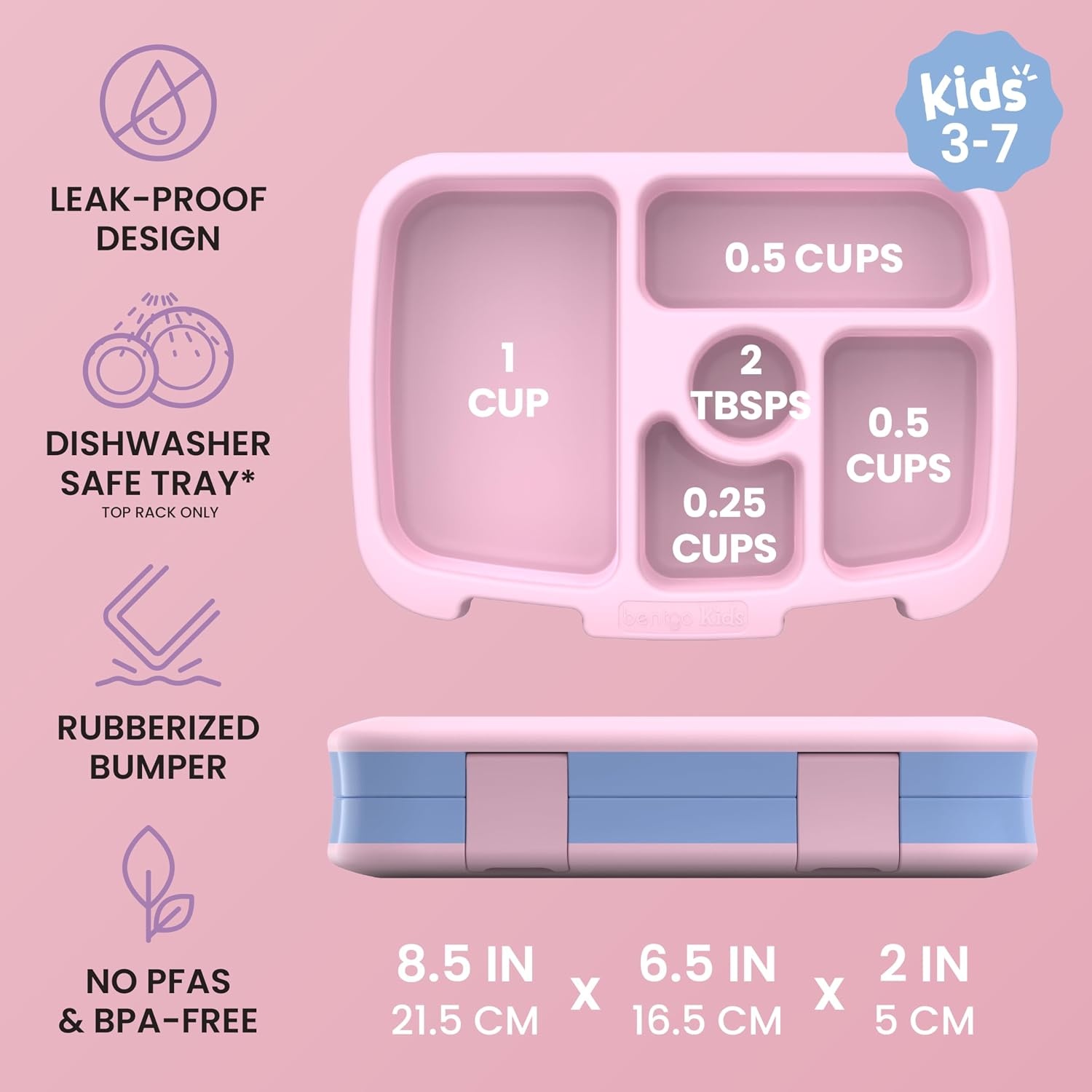 image:imageBentgo Kids Prints LeakProof 5Compartment BentoStyle Kids Lunch Box Ideal Portion Sizes for Ages 37 Durable DropProof Dishwasher Safe PFAS amp BPAFree Materials NEW Blooming FloralLavender Galaxy