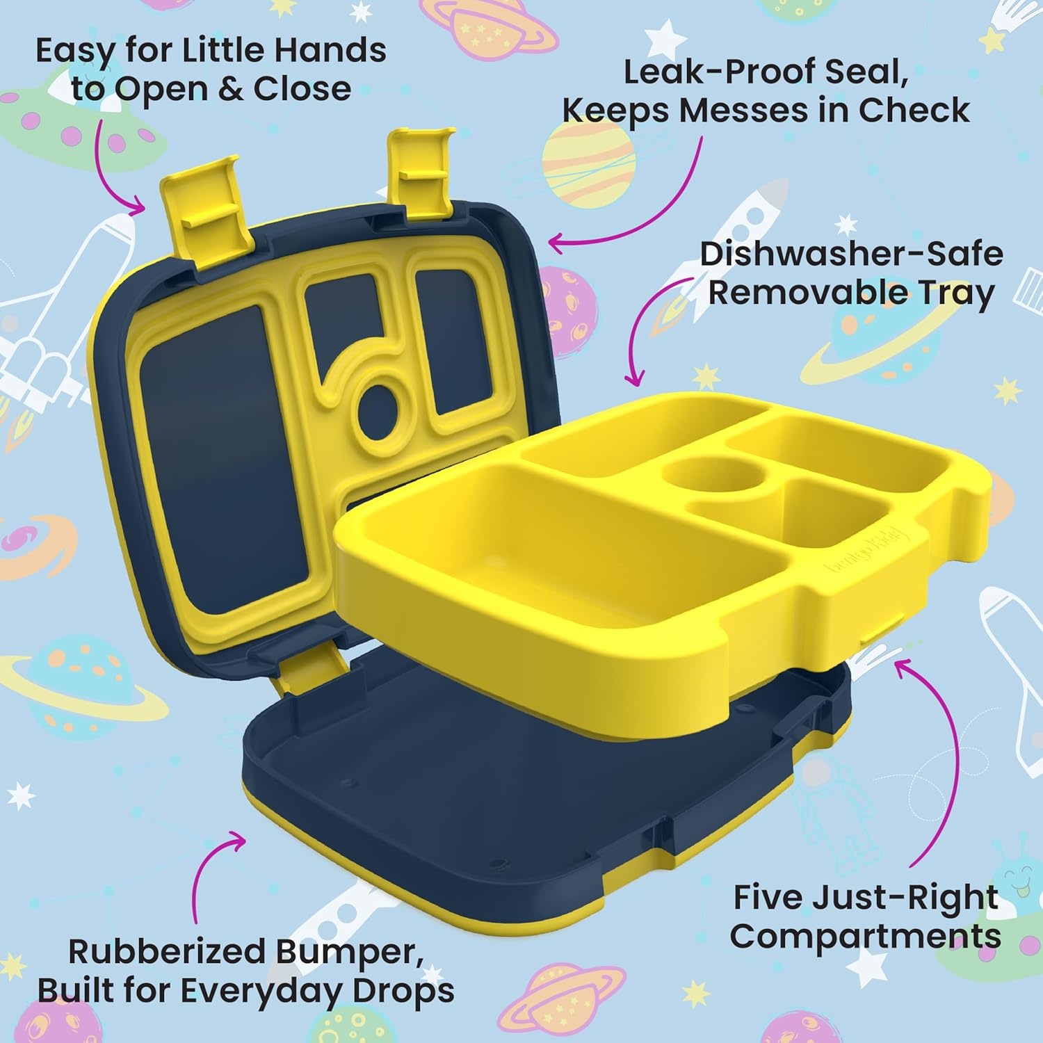 image:imageBentgo Kids Prints LeakProof 5Compartment BentoStyle Kids Lunch Box Ideal Portion Sizes for Ages 37 Durable DropProof Dishwasher Safe PFAS amp BPAFree Materials NEW Blooming FloralSpace