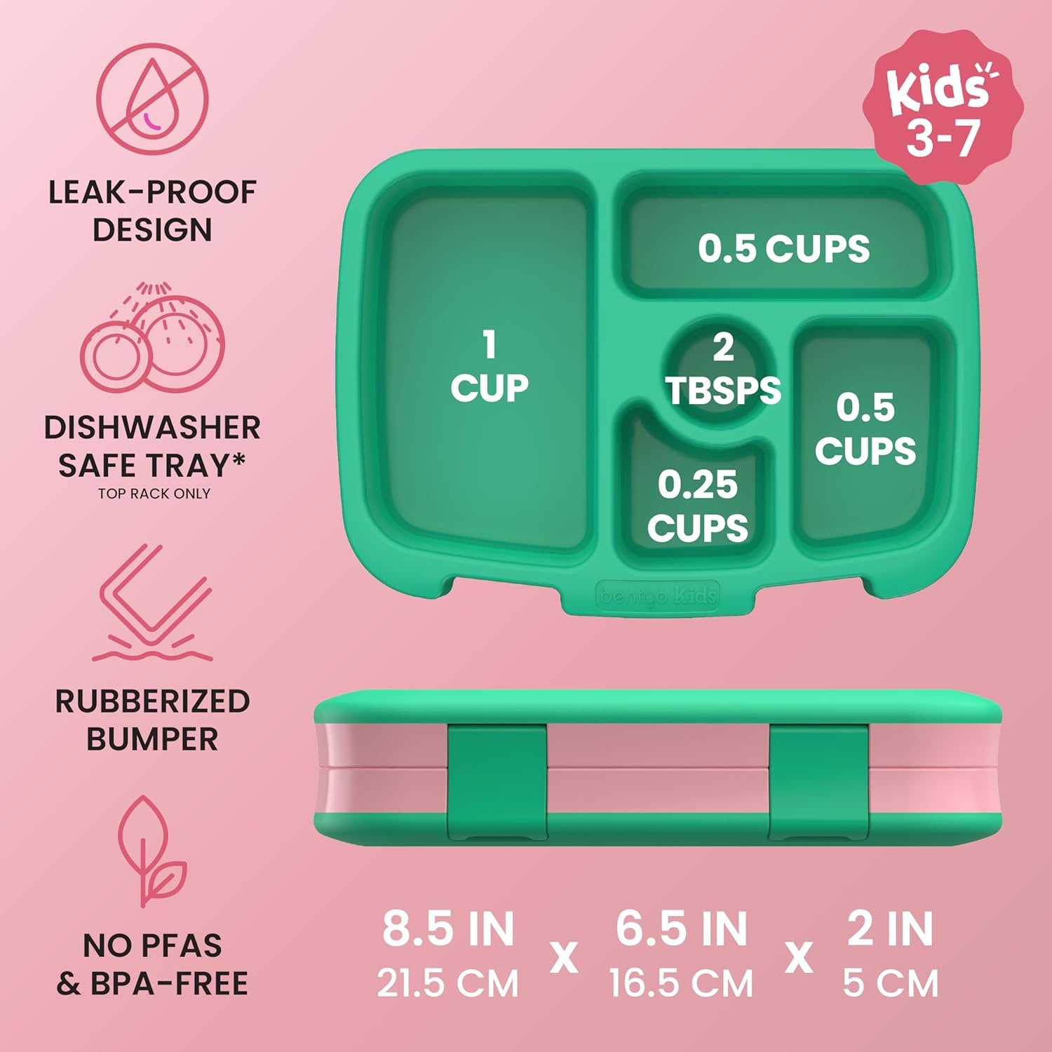 image:imageBentgo Kids Prints LeakProof 5Compartment BentoStyle Kids Lunch Box Ideal Portion Sizes for Ages 37 Durable DropProof Dishwasher Safe PFAS amp BPAFree Materials NEW Blooming FloralTropical