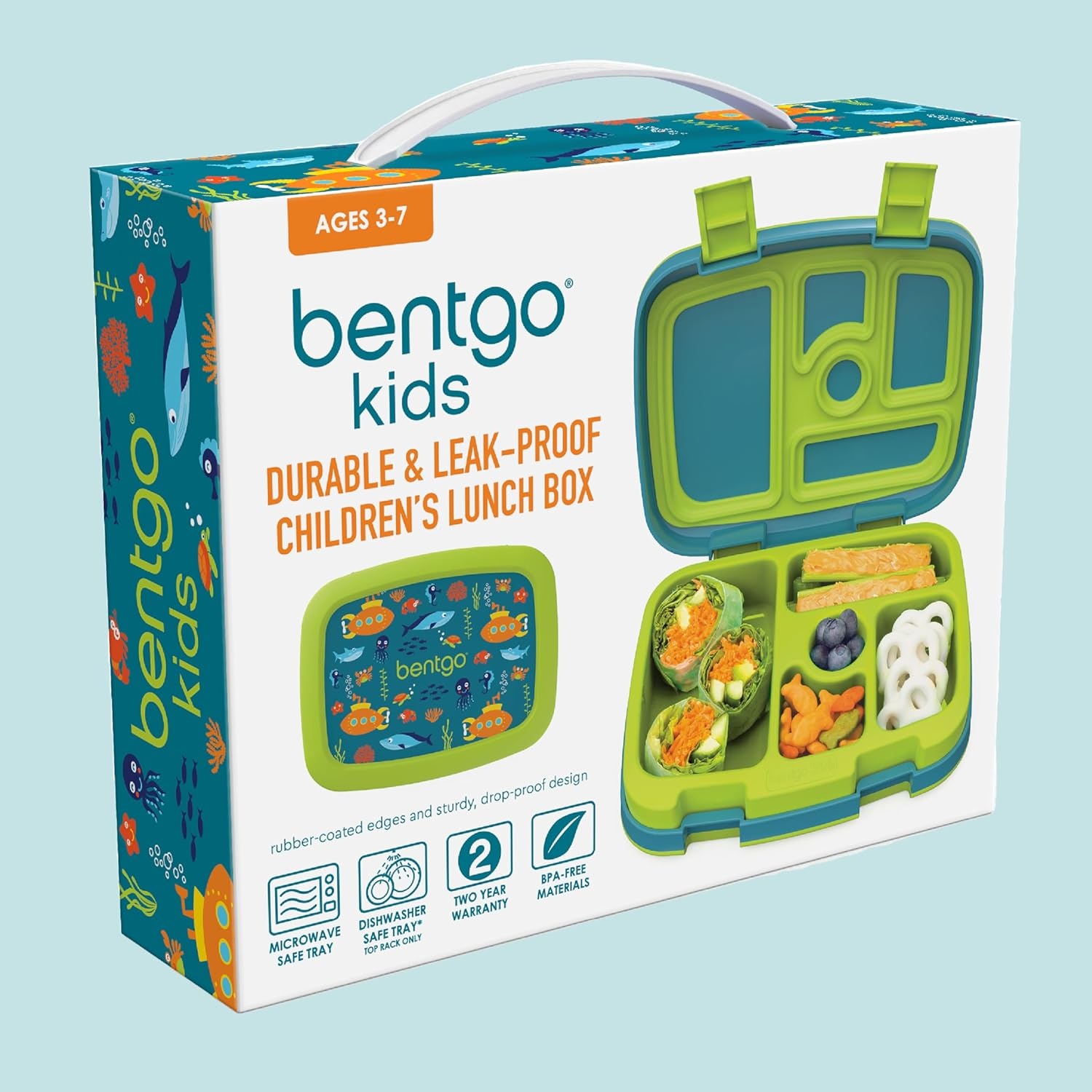 image:imageBentgo Kids Prints LeakProof 5Compartment BentoStyle Kids Lunch Box Ideal Portion Sizes for Ages 37 Durable DropProof Dishwasher Safe PFAS amp BPAFree Materials NEW Blooming FloralSubmarine