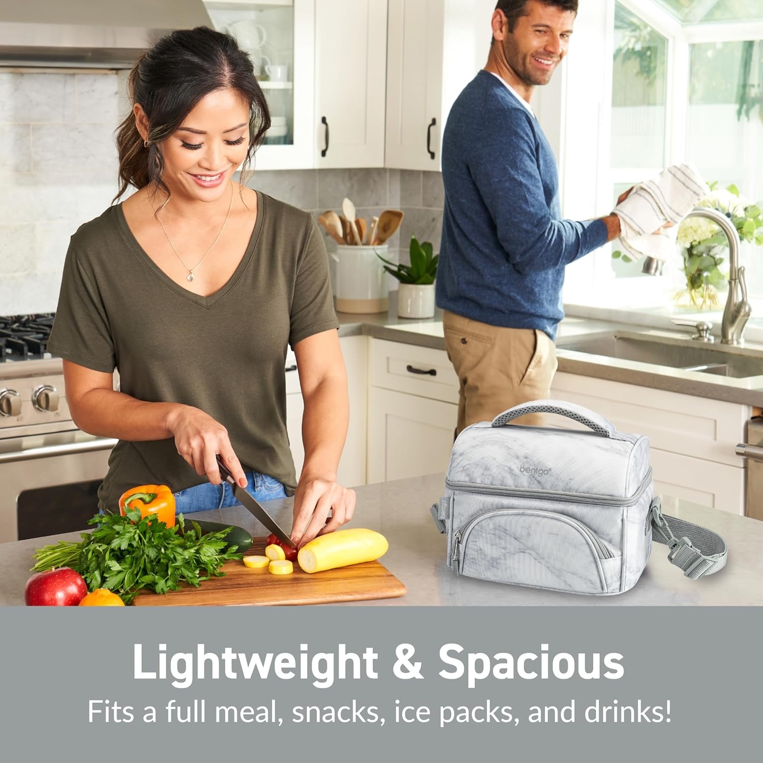 image:imageBentgo Modern Lunch Box White Set With Deluxe Insulated Lunch Bag White Marble
