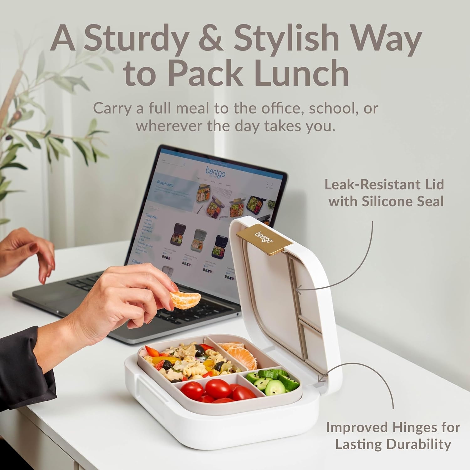 image:imageBentgo Modern Lunch Box White Set With Deluxe Insulated Lunch Bag White Marble