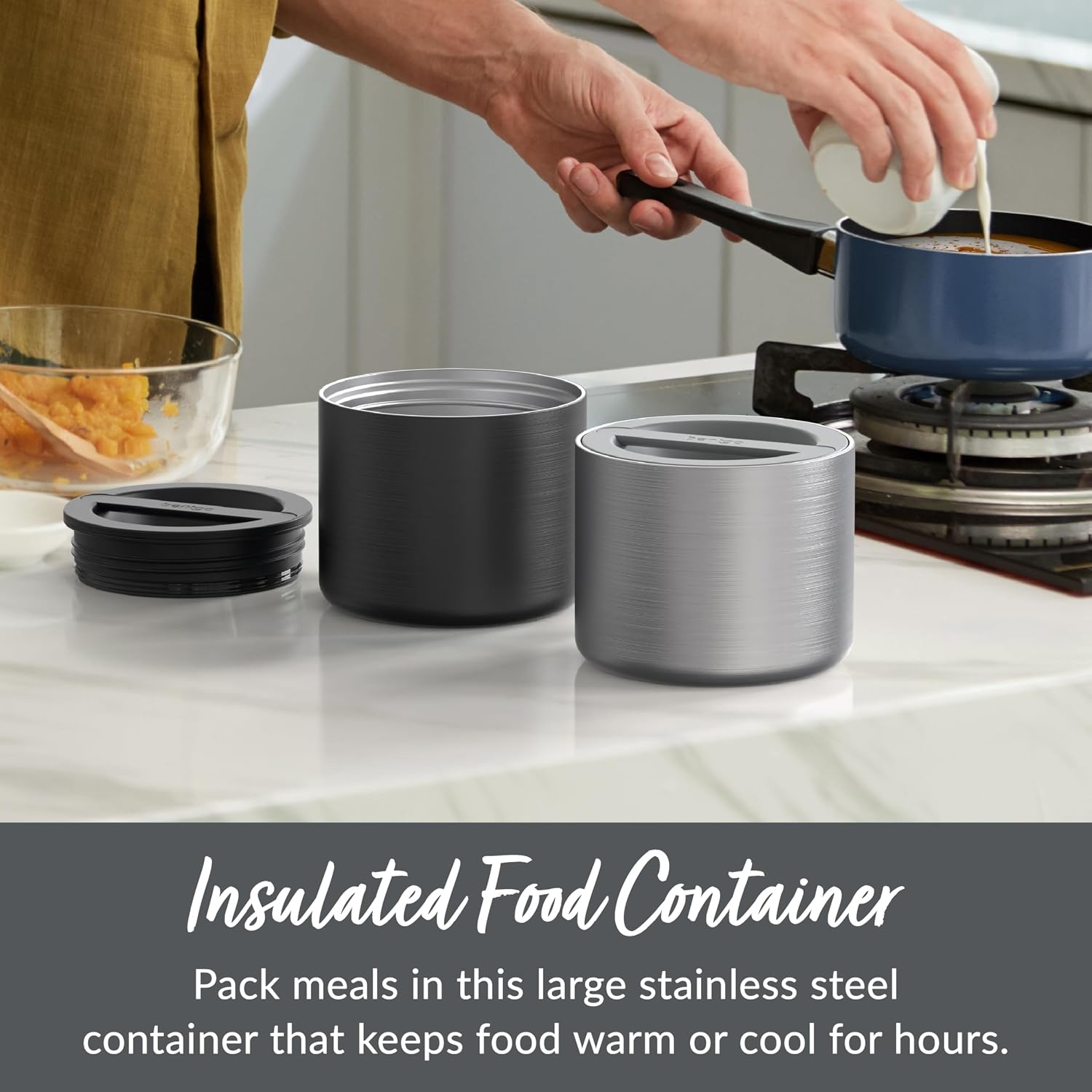 image:imageBentgo Stainless Steel Food Canister and Deluxe Lunch Bag Set Carbon Black