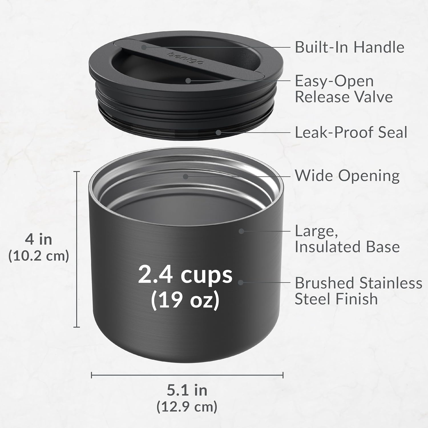 image:imageBentgo Stainless Steel Food Canister and Stainless Steel Utensils Set Carbon Black