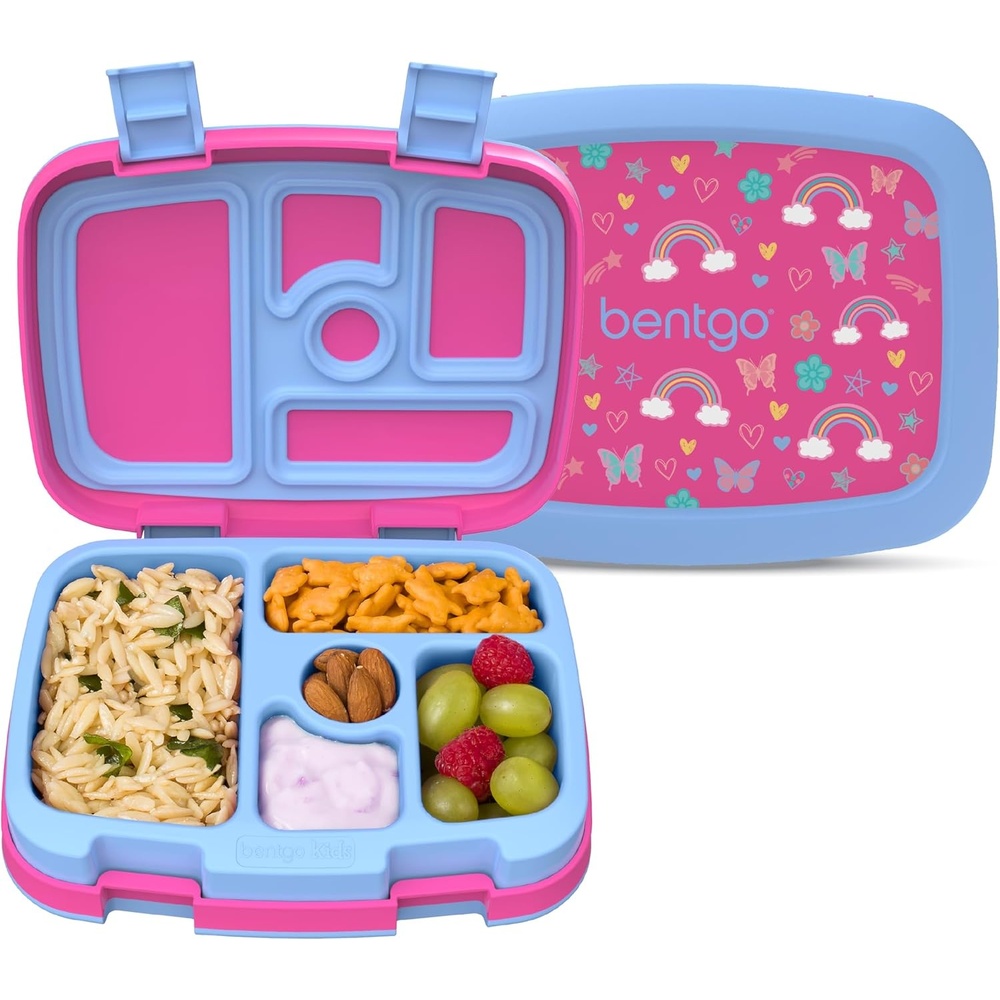 image:imageBentgo Kids Prints LeakProof 5Compartment BentoStyle Kids Lunch Box Ideal Portion Sizes for Ages 37 Durable DropProof Dishwasher Safe PFAS amp BPAFree Materials NEW Blooming FloralRainbows and Butterflies