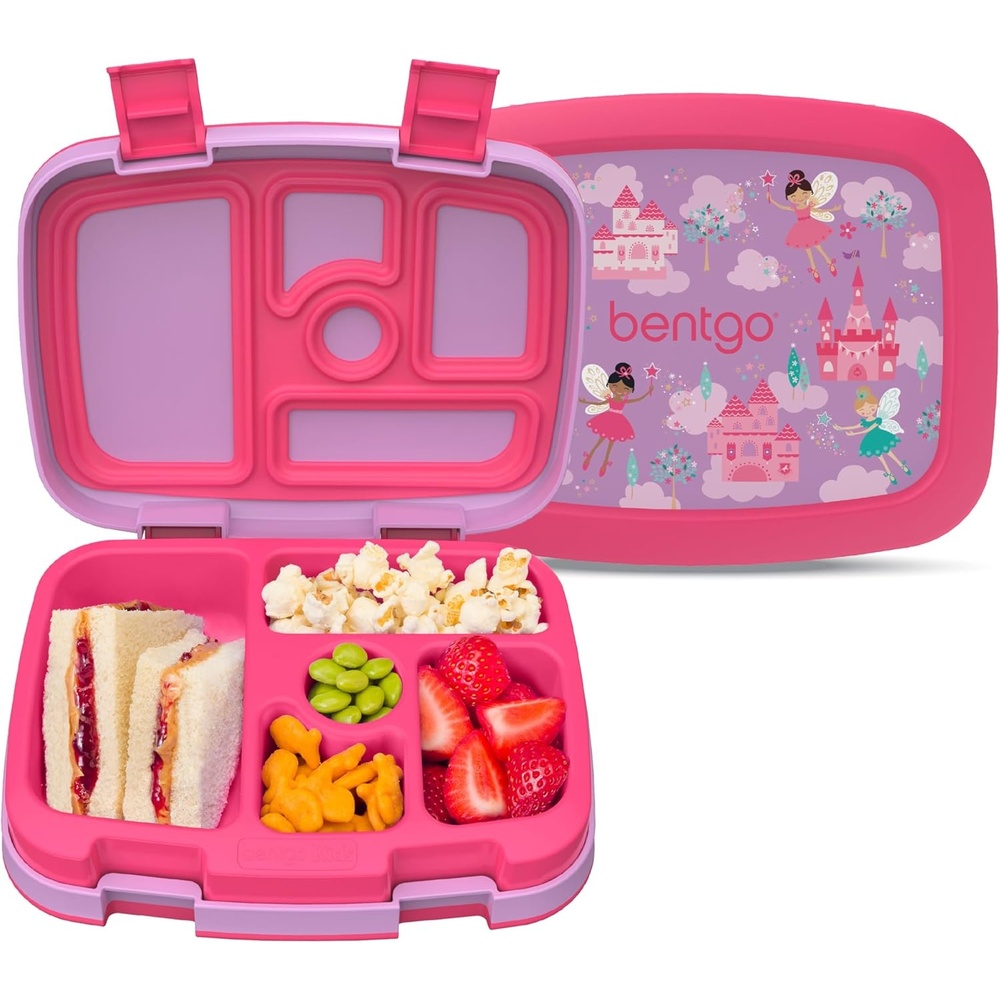 image:imageBentgo Kids Prints LeakProof 5Compartment BentoStyle Kids Lunch Box Ideal Portion Sizes for Ages 37 Durable DropProof Dishwasher Safe PFAS amp BPAFree Materials NEW Blooming FloralFairies