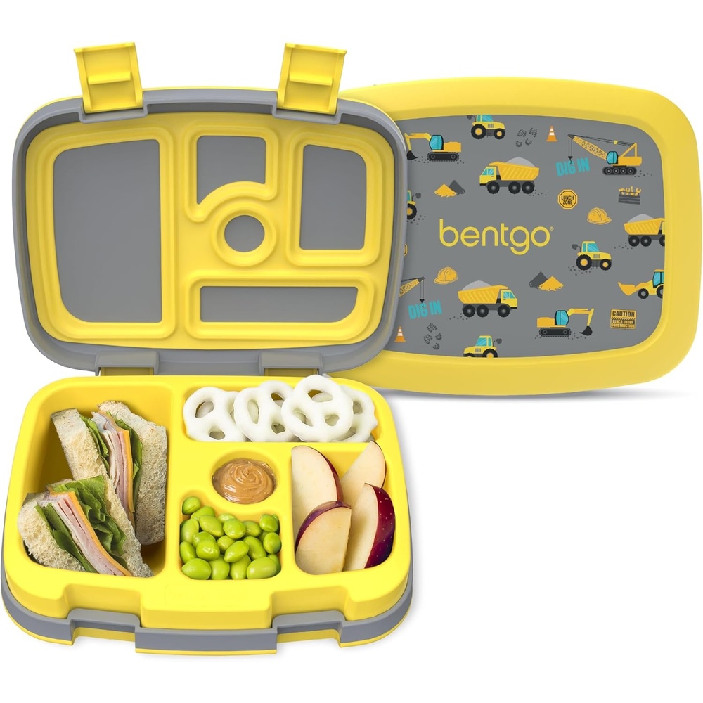 image:imageBentgo Kids Prints LeakProof 5Compartment BentoStyle Kids Lunch Box Ideal Portion Sizes for Ages 37 Durable DropProof Dishwasher Safe PFAS amp BPAFree Materials NEW Blooming FloralConstruction Trucks