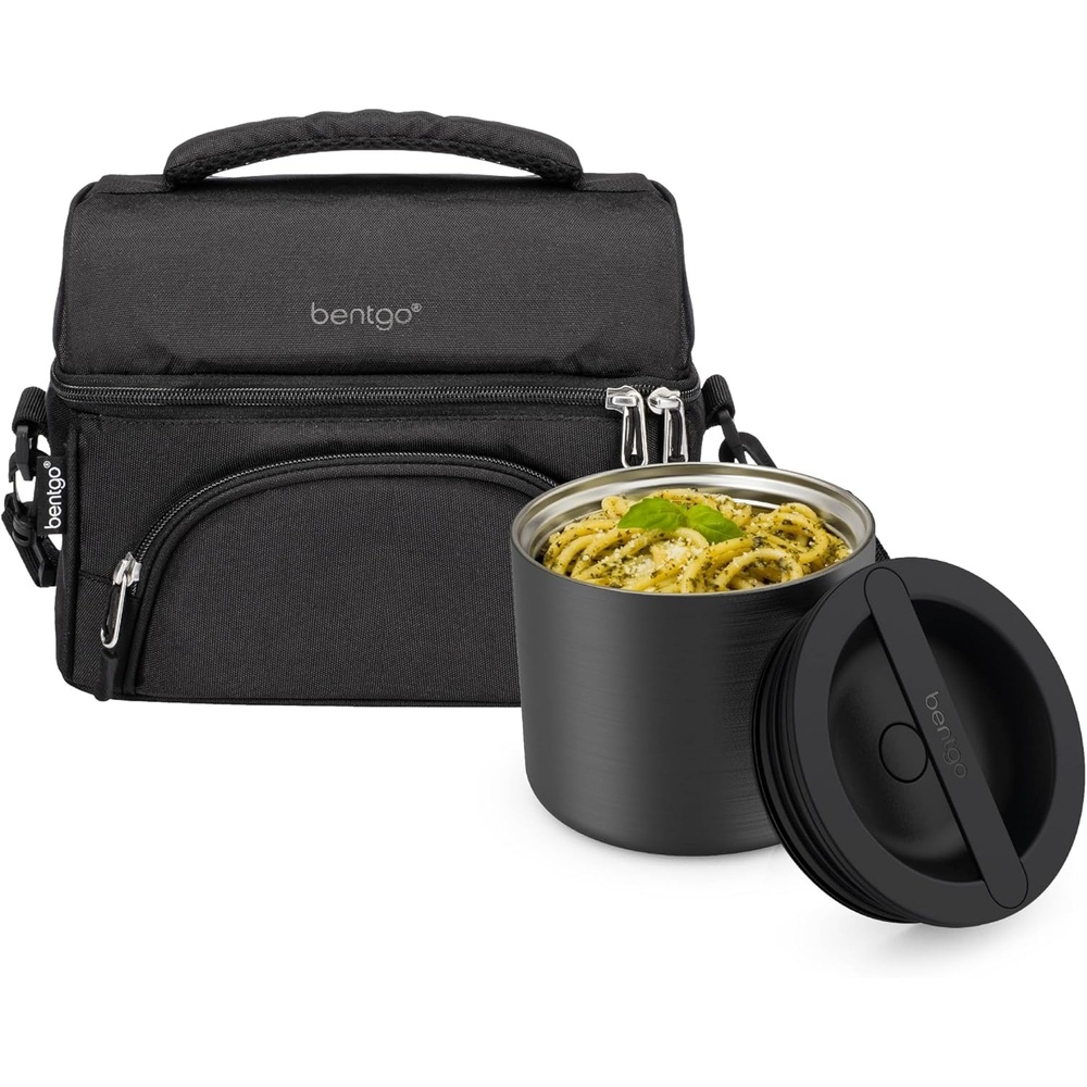 image:imageBentgo Stainless Steel Food Canister and Deluxe Lunch Bag Set Carbon Black