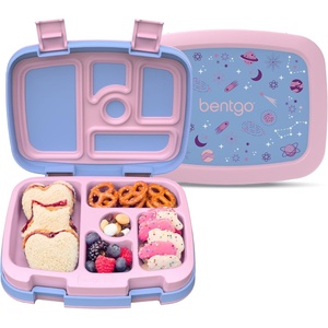 Bentgo Kids Prints Leak-Proof, 5-Compartment Bento-Style Kids Lunch Box – Ideal Portion Sizes for Ages 3-7, Durable, Drop-Proof, Dishwasher Safe, PFAS- & BPA-Free Materials (NEW Blooming Floral)(Lavender Galaxy)