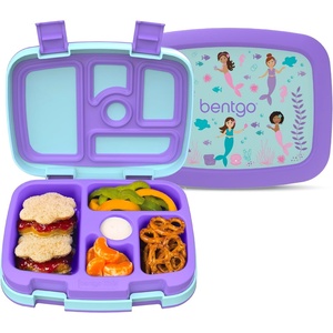 Bentgo Kids Prints Leak-Proof, 5-Compartment Bento-Style Kids Lunch Box – Ideal Portion Sizes for Ages 3-7, Durable, Drop-Proof, Dishwasher Safe, PFAS- & BPA-Free Materials (NEW Blooming Floral)(Mermaids in the Sea)