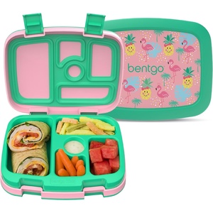 Bentgo Kids Prints Leak-Proof, 5-Compartment Bento-Style Kids Lunch Box – Ideal Portion Sizes for Ages 3-7, Durable, Drop-Proof, Dishwasher Safe, PFAS- & BPA-Free Materials (NEW Blooming Floral)(Tropical)