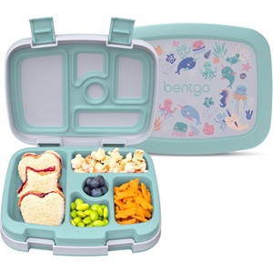 Bentgo Kids Prints Leak-Proof, 5-Compartment Bento-Style Kids Lunch Box – Ideal Portion Sizes for Ages 3-7, Durable, Drop-Proof, Dishwasher Safe, PFAS- & BPA-Free Materials (NEW Blooming Floral)(Sea Life)