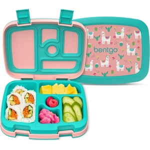 Bentgo Kids Prints Leak-Proof, 5-Compartment Bento-Style Kids Lunch Box – Ideal Portion Sizes for Ages 3-7, Durable, Drop-Proof, Dishwasher Safe, PFAS- & BPA-Free Materials (NEW Blooming Floral)(Llamas)
