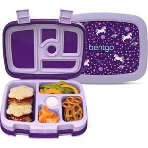 Bentgo Kids Prints Leak-Proof, 5-Compartment Bento-Style Kids Lunch Box – Ideal Portion Sizes for Ages 3-7, Durable, Drop-Proof, Dishwasher Safe, PFAS- & BPA-Free Materials (NEW Blooming Floral)(Unicorn)