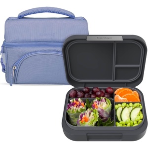 Bentgo Modern Lunch Box (Dark Gray) Set With Deluxe Insulated Lunch Bag (Slate)