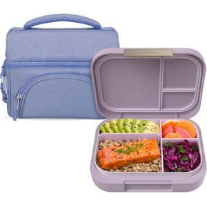 Bentgo Modern Lunch Box (Orchid) Set With Deluxe Insulated Lunch Bag (Slate)