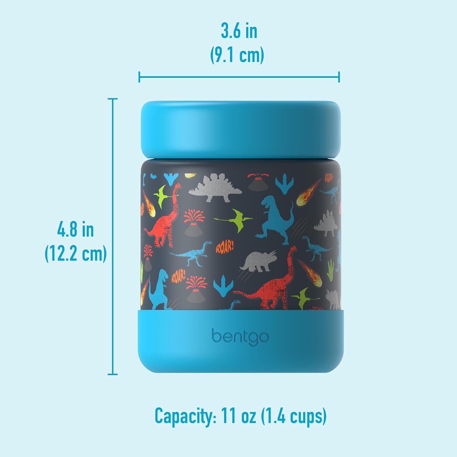 image:imageBentgo Kids Stainless Steel Food Jar 11 fl oz LeakProof Double Insulated Hot or Cold Food Container with Removable Silicone Bumper Dishwasher Safe Easy Open Lid Ages 3 Cowgirl DreamsDinosaur