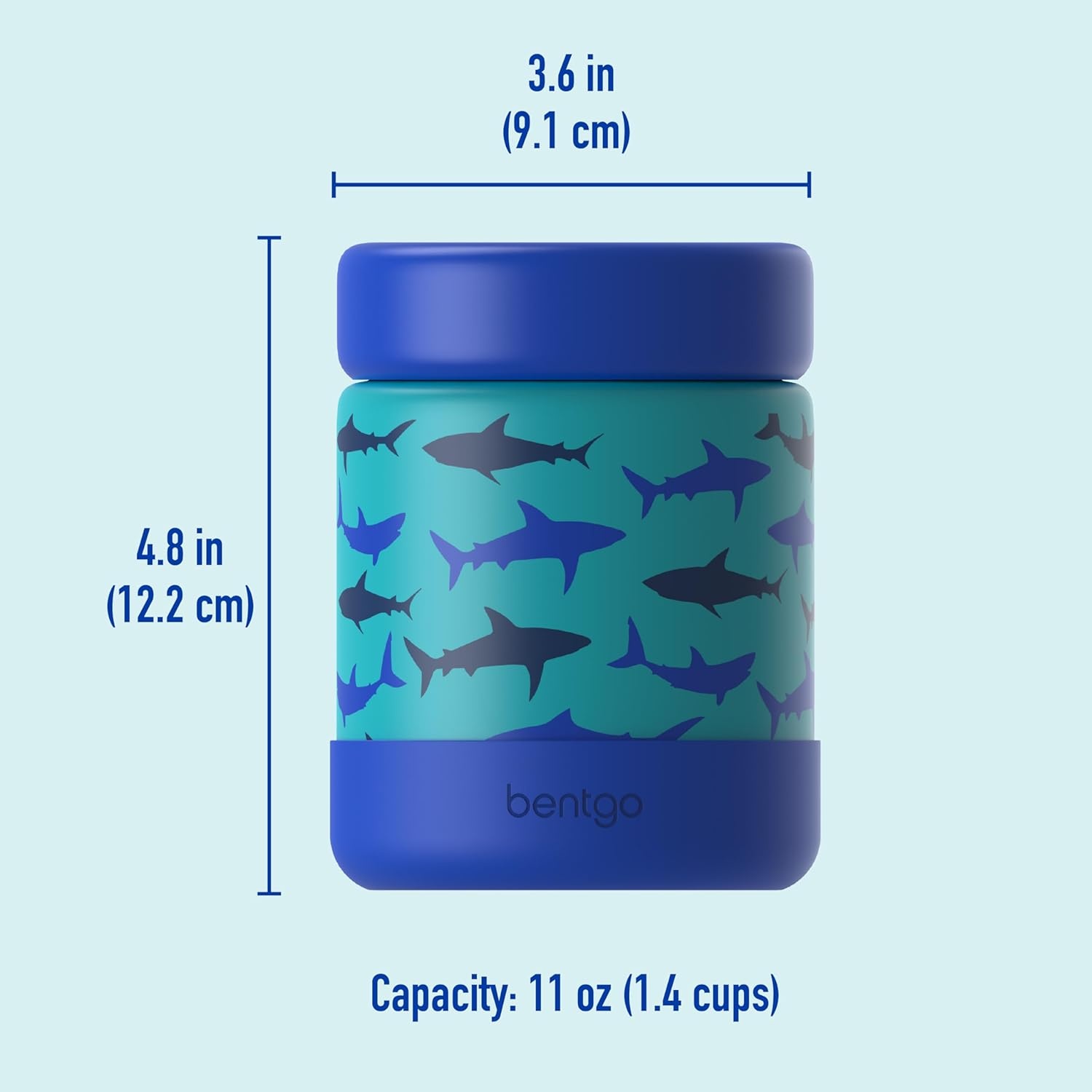 image:imageBentgo Kids Stainless Steel Food Jar 11 fl oz LeakProof Double Insulated Hot or Cold Food Container with Removable Silicone Bumper Dishwasher Safe Easy Open Lid Ages 3 Cowgirl DreamsShark