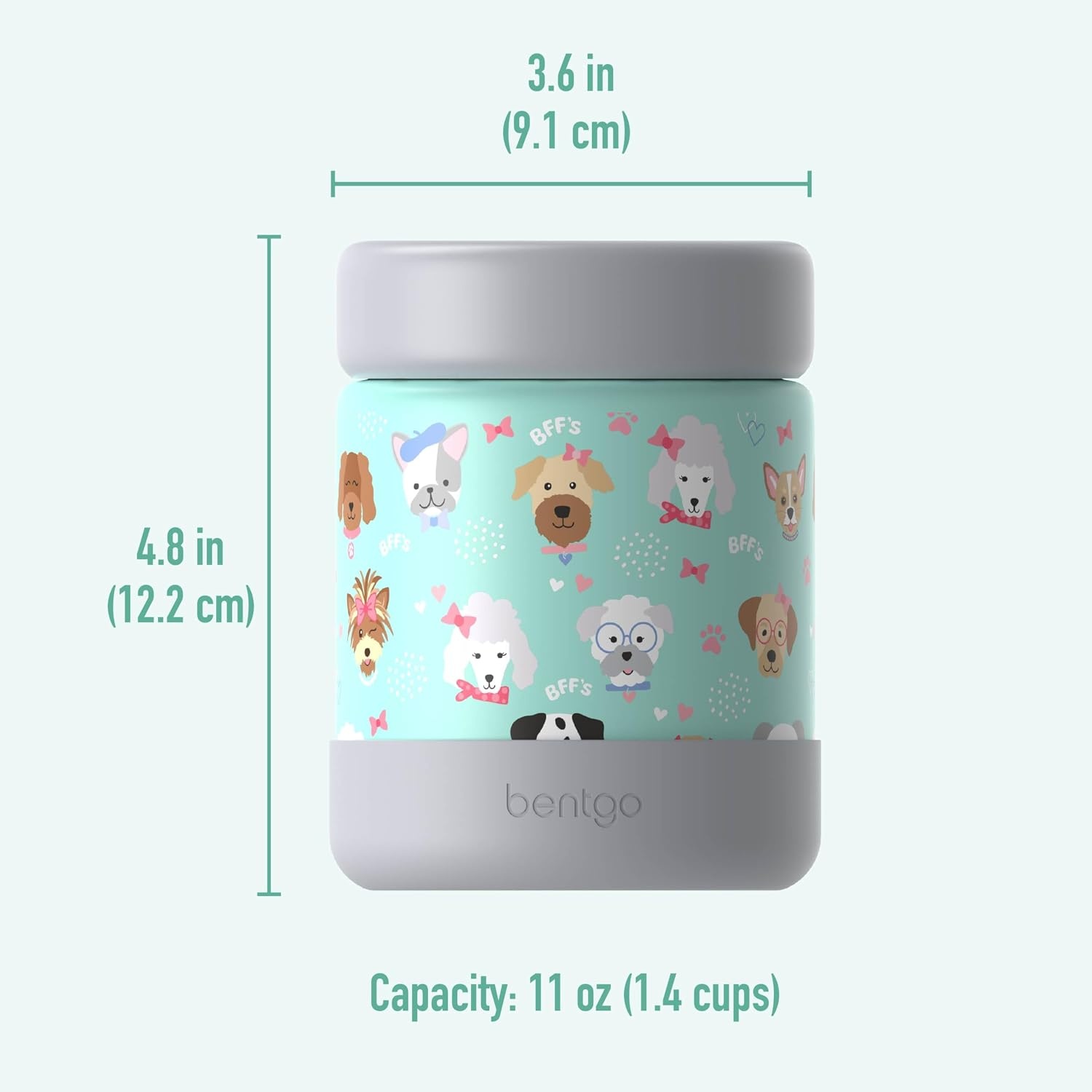 image:imageBentgo Kids Stainless Steel Food Jar 11 fl oz LeakProof Double Insulated Hot or Cold Food Container with Removable Silicone Bumper Dishwasher Safe Easy Open Lid Ages 3 Cowgirl DreamsPuppy Love