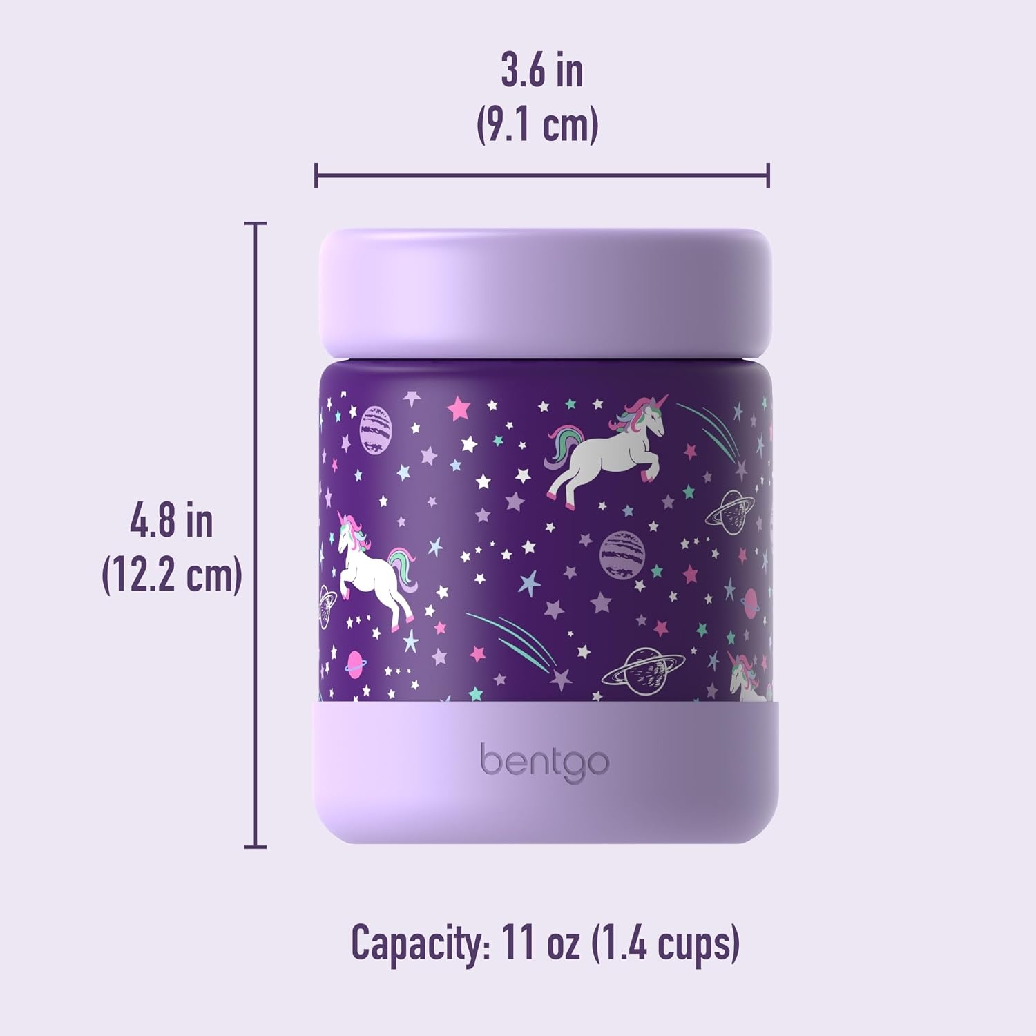 image:imageBentgo Kids Stainless Steel Food Jar 11 fl oz LeakProof Double Insulated Hot or Cold Food Container with Removable Silicone Bumper Dishwasher Safe Easy Open Lid Ages 3 Cowgirl DreamsUnicorn