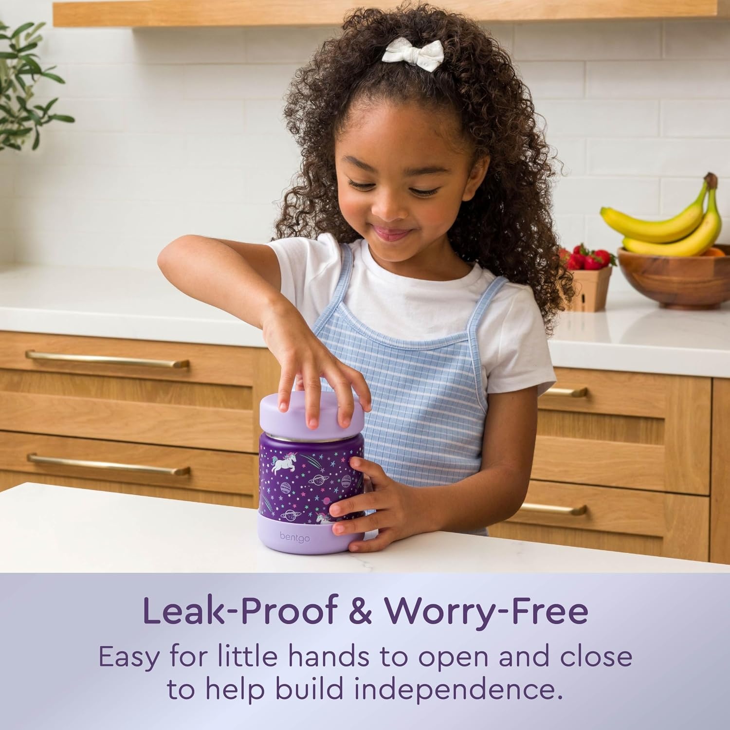 image:imageBentgo Kids Stainless Steel Food Jar 11 fl oz LeakProof Double Insulated Hot or Cold Food Container with Removable Silicone Bumper Dishwasher Safe Easy Open Lid Ages 3 Cowgirl DreamsUnicorn