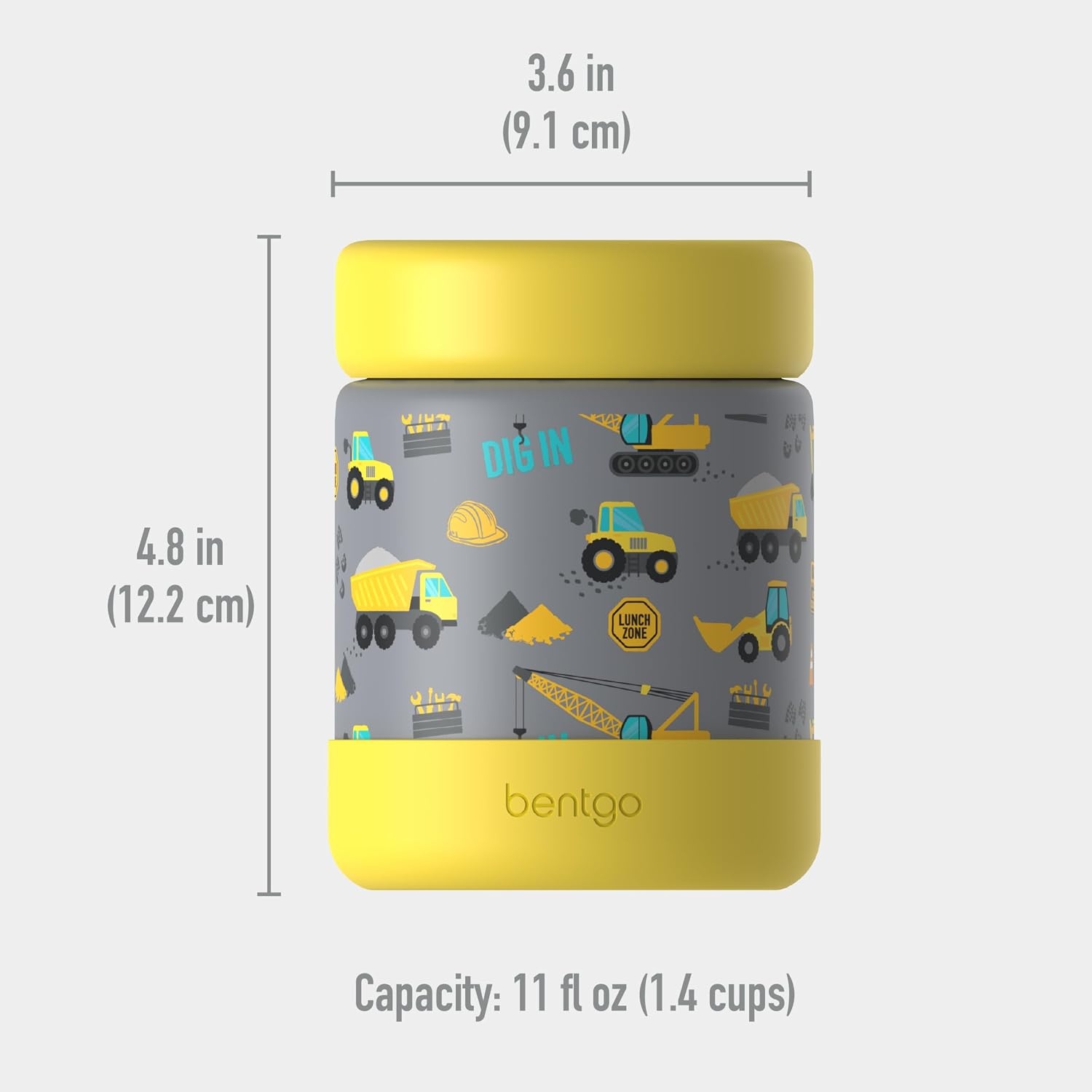 image:imageBentgo Kids Stainless Steel Food Jar 11 fl oz LeakProof Double Insulated Hot or Cold Food Container with Removable Silicone Bumper Dishwasher Safe Easy Open Lid Ages 3 Cowgirl DreamsConstruction Trucks