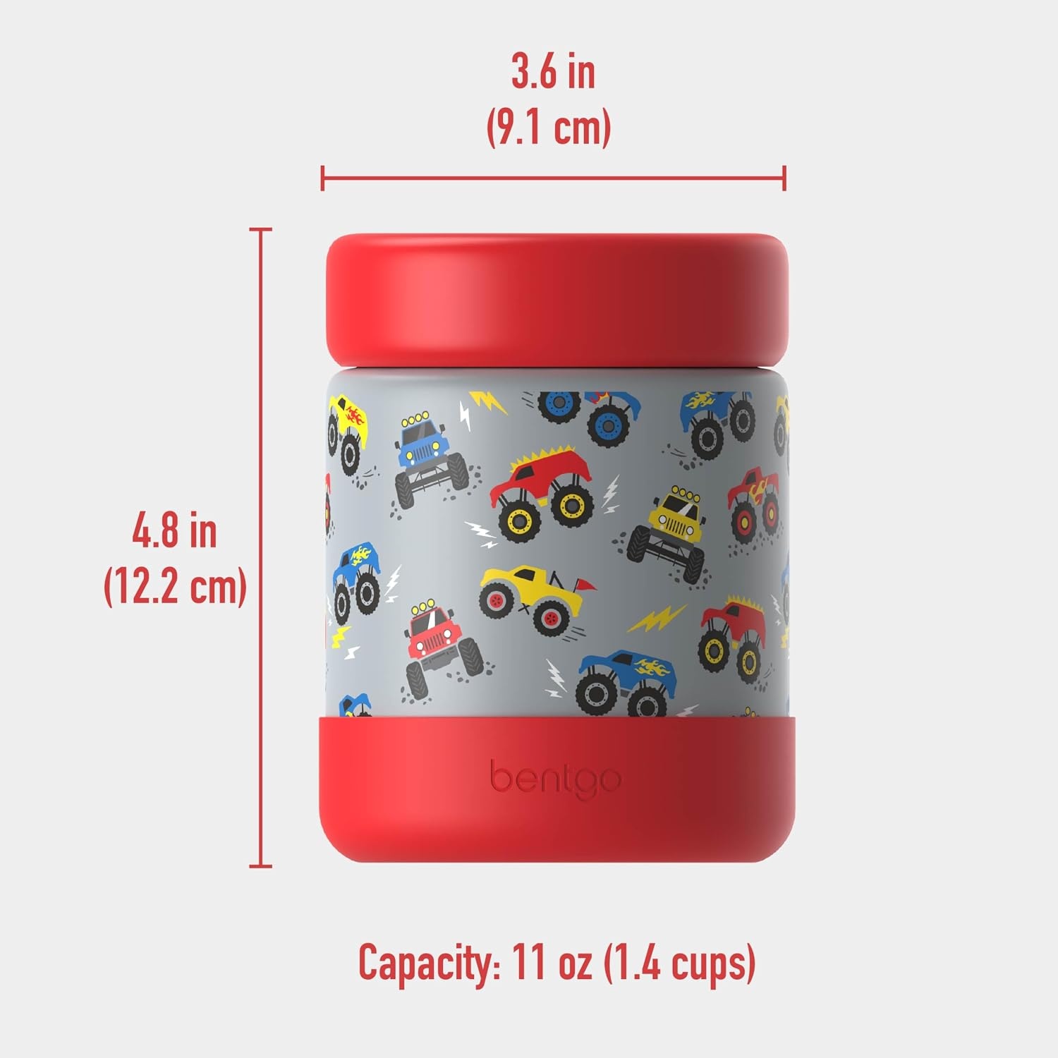 image:imageBentgo Kids Stainless Steel Food Jar 11 fl oz LeakProof Double Insulated Hot or Cold Food Container with Removable Silicone Bumper Dishwasher Safe Easy Open Lid Ages 3 Cowgirl DreamsTrucks