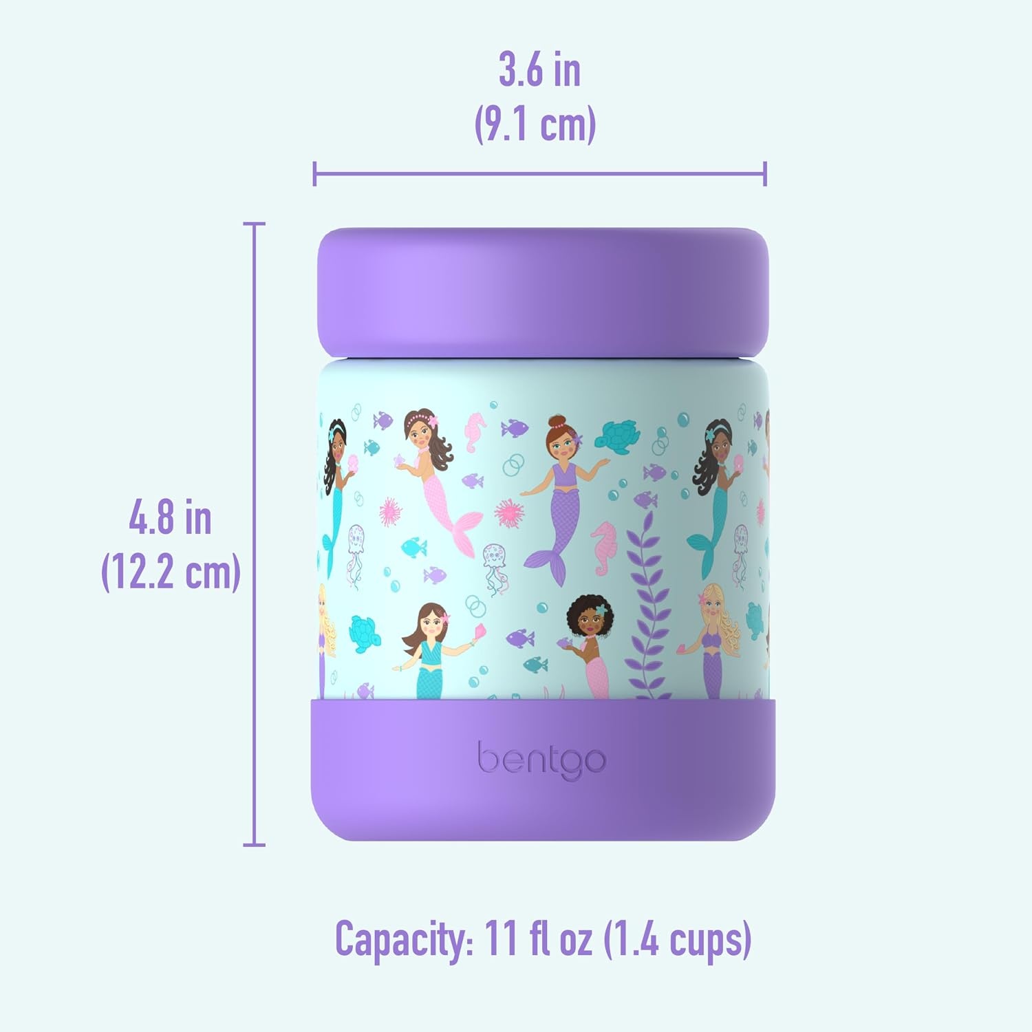 image:imageBentgo Kids Stainless Steel Food Jar 11 fl oz LeakProof Double Insulated Hot or Cold Food Container with Removable Silicone Bumper Dishwasher Safe Easy Open Lid Ages 3 Cowgirl DreamsSea Life