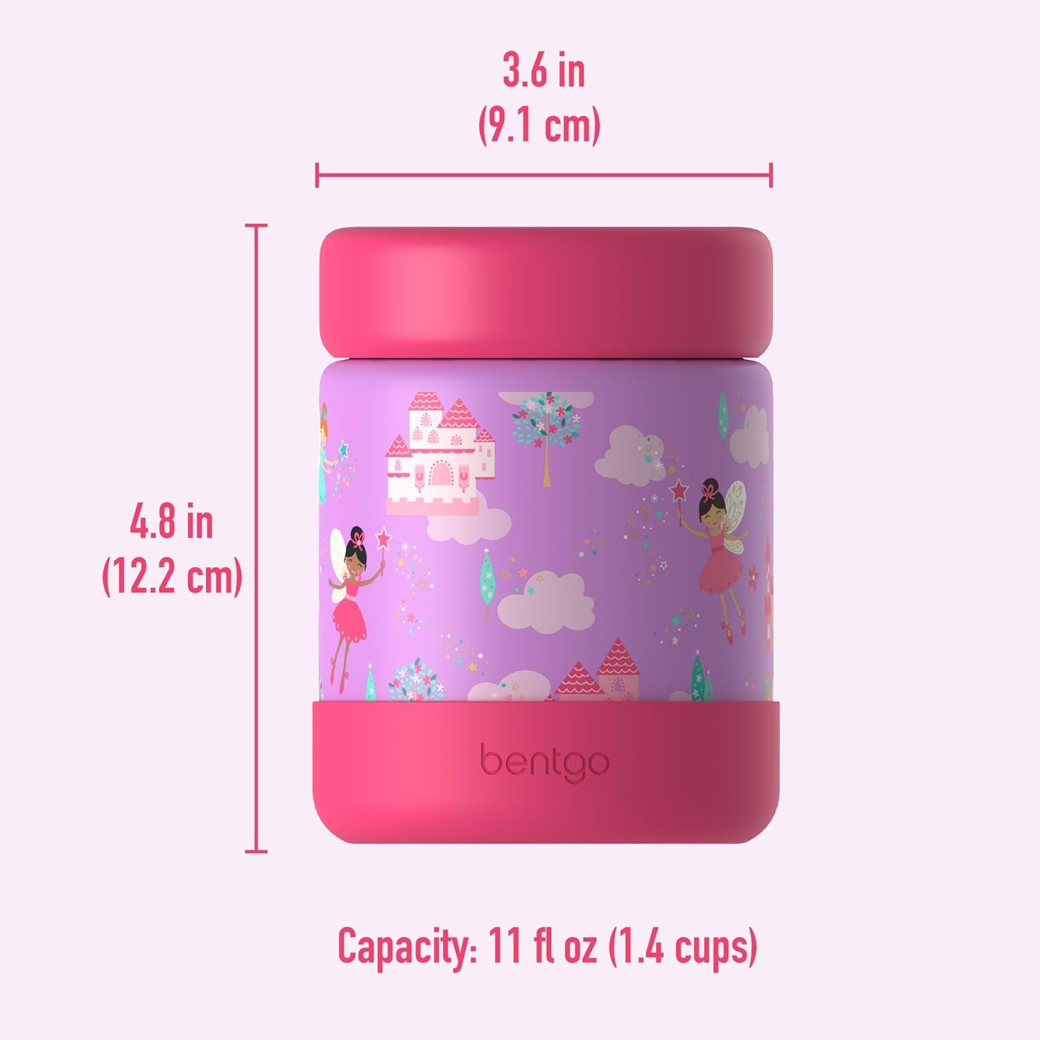 image:imageBentgo Kids Stainless Steel Food Jar 11 fl oz LeakProof Double Insulated Hot or Cold Food Container with Removable Silicone Bumper Dishwasher Safe Easy Open Lid Ages 3 Cowgirl DreamsFairies