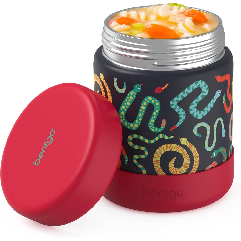 image:imageBentgo Kids Stainless Steel Food Jar 11 fl oz LeakProof Double Insulated Hot or Cold Food Container with Removable Silicone Bumper Dishwasher Safe Easy Open Lid Ages 3 Cowgirl DreamsSssnakes
